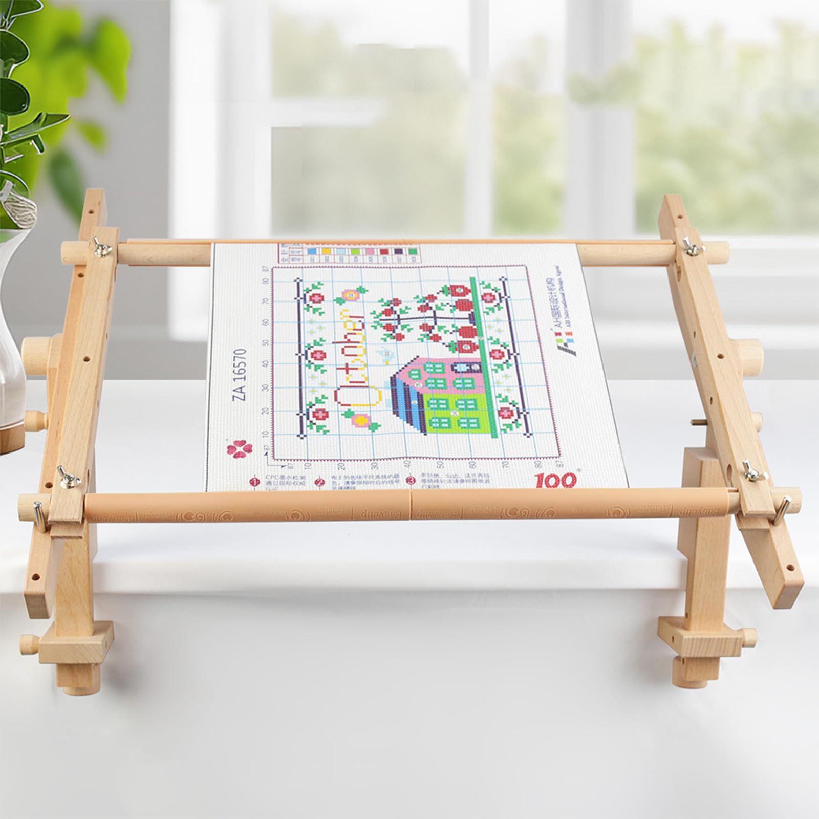 Soporte ergonómico de madera para coser con reposabrazos portátil, ajustable para entusiastas del bordado, soporte de bordado de madera de haya