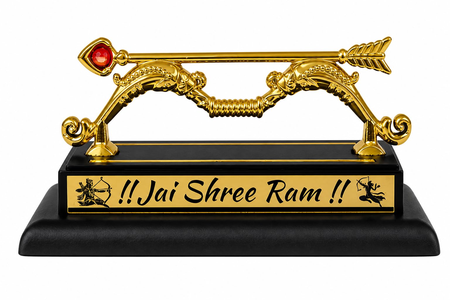 Sheux Gold Plated Dhanush Showpiece – Jai Shree Ram Decorative Idol for Home Temple Décor | Spiritual Gift for Diwali, Ram Navami & Housewarming