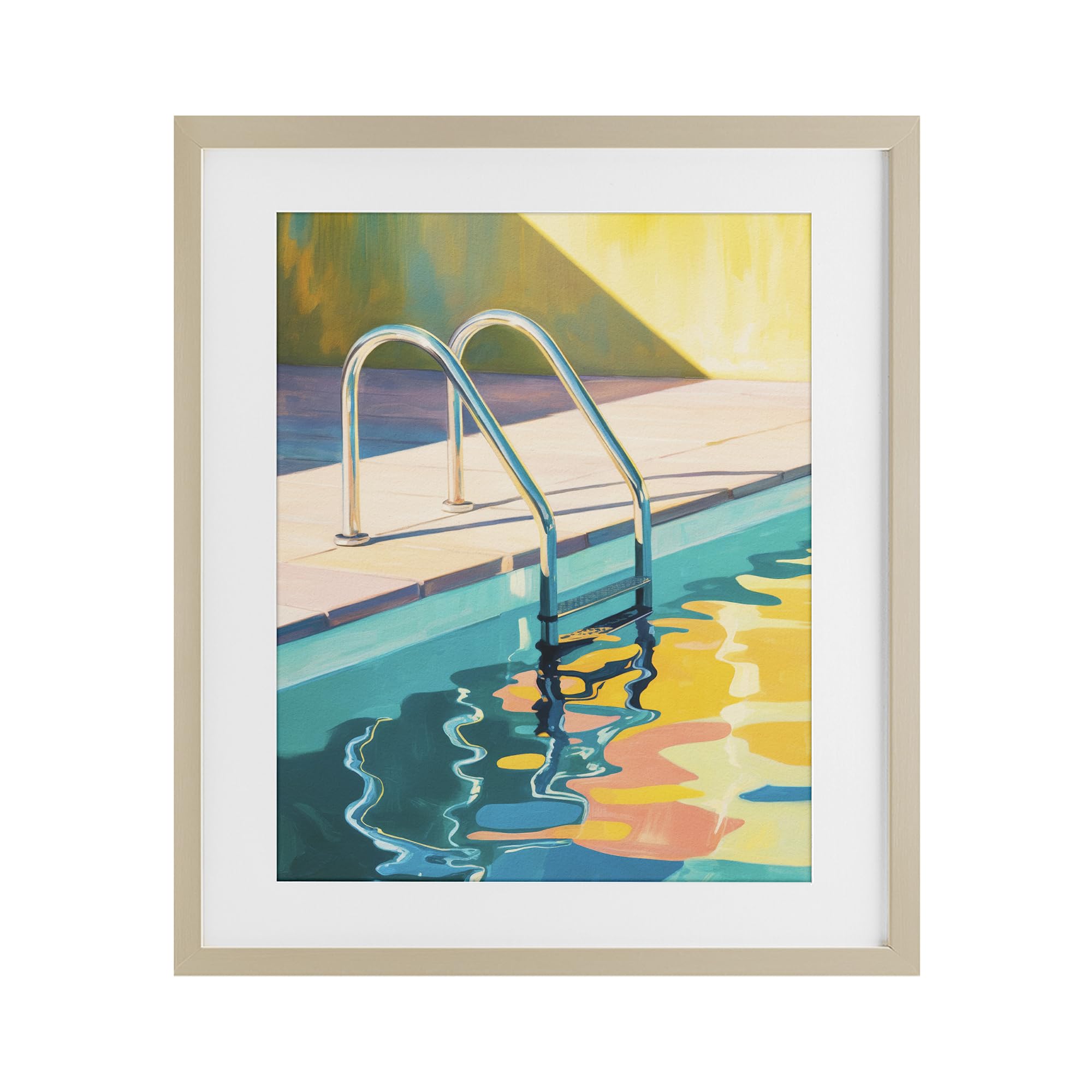 Stupell Industries 'Pool Ladder At Sunset', Framed Print Under Glass, Brown, 17 x 21 Inches, Easy to Hang and Sturdy, Made in USA, by Andreas Magnusson