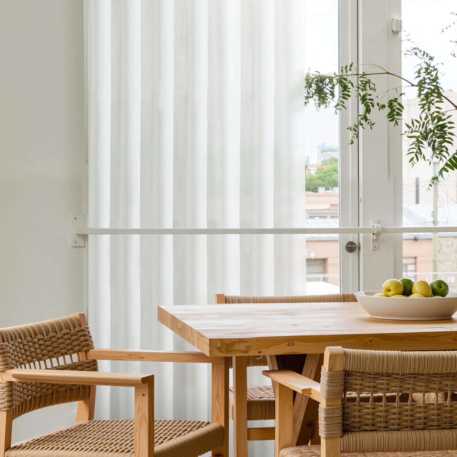 Softalker - Tende in Lino, Voilage Bianco, Semi-Trasparente, 270 x 140 cm, 2 Pezzi, con Occhielli, per Asta, Decorazioni Moderne per Finestra, Ideali per Soggiorno, Camera, Cucina, Cameretta dei