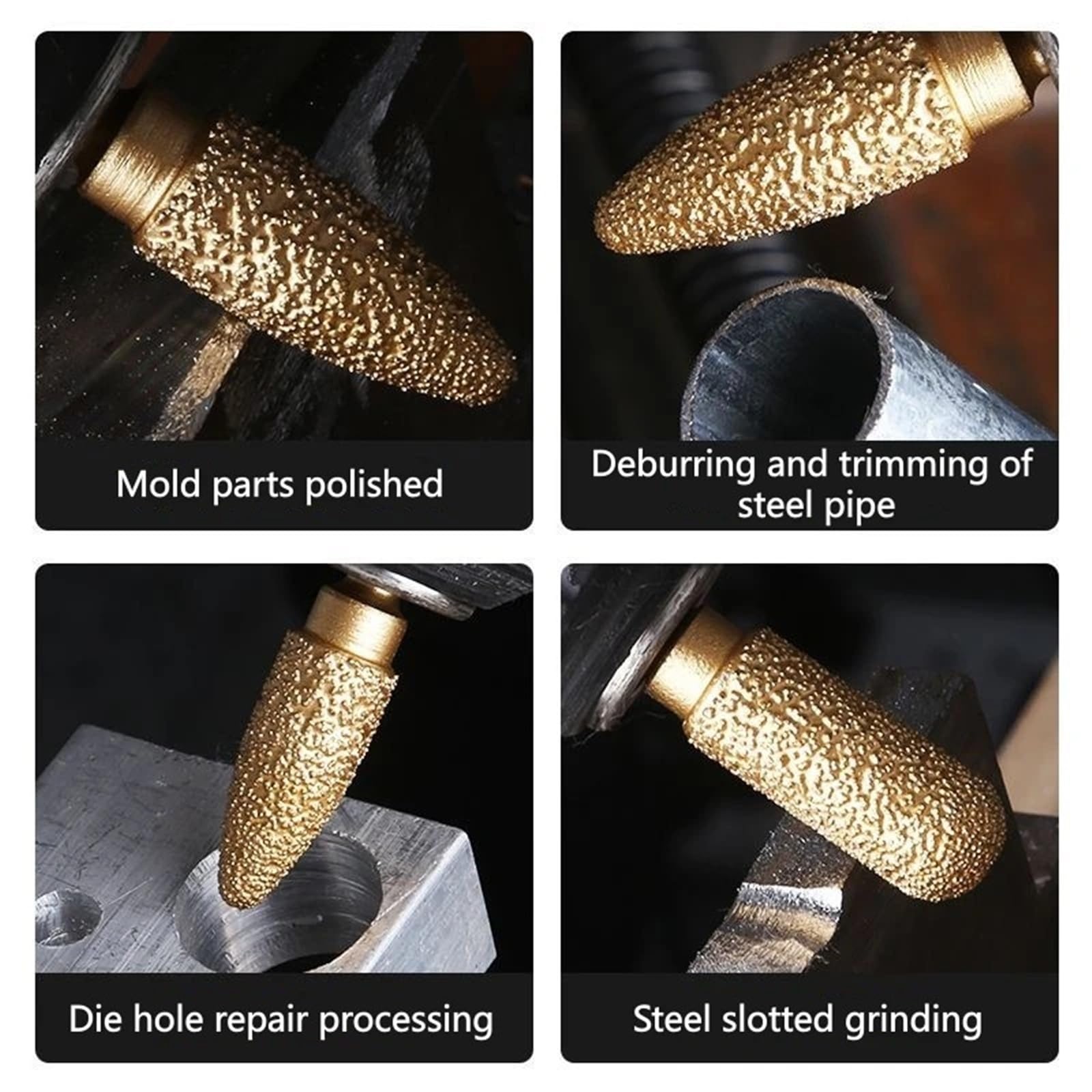 6mm Shank Brazed Diamond Grinding And Polishing Head For Cast Iron Stone Marble Tile - Deburring Metal Processing Carve(B-10X6MM,5pcs)