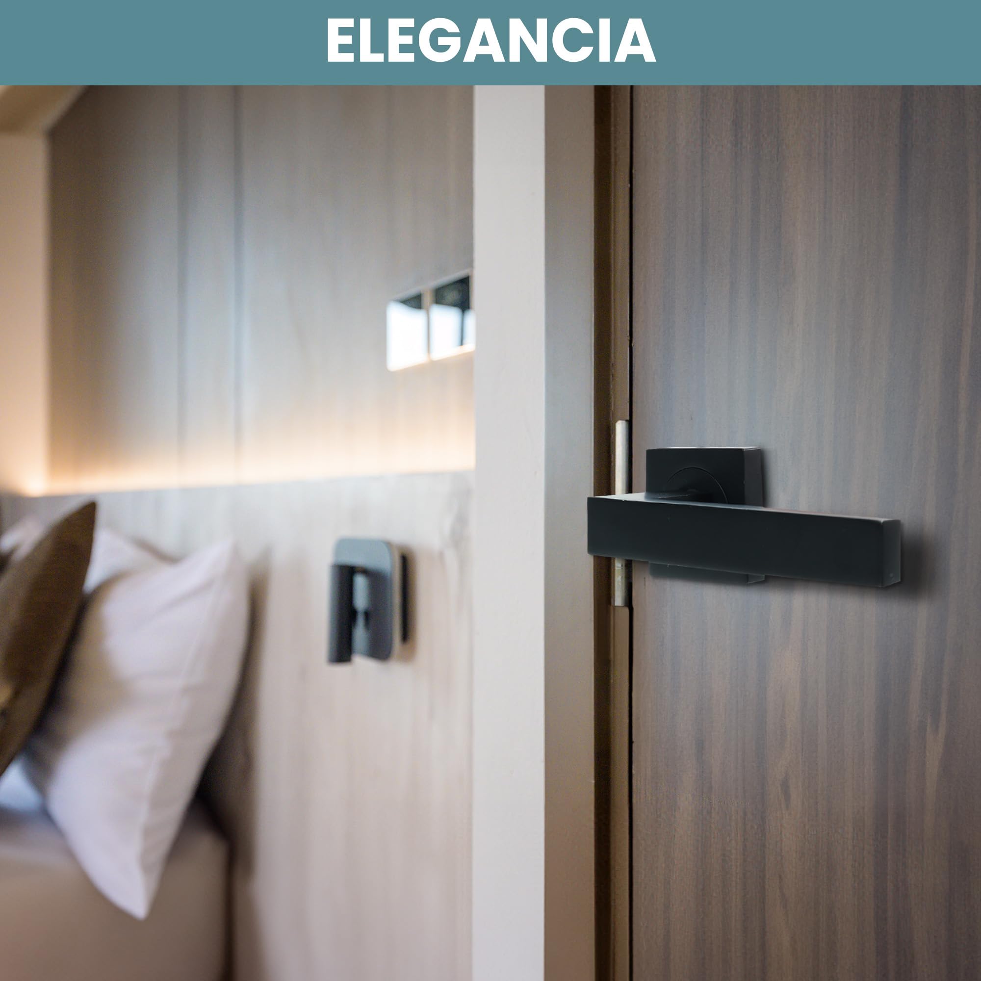 AZERODESIGN - Juego de Manivela- Manetas Puertas Interior Casa-Manillas Puertas Interior- Color Negro Mate- Roseta Cuadrada 50x50 mm - Largo de Manivela 120 mm - Fabricada en Aluminio Macizo
