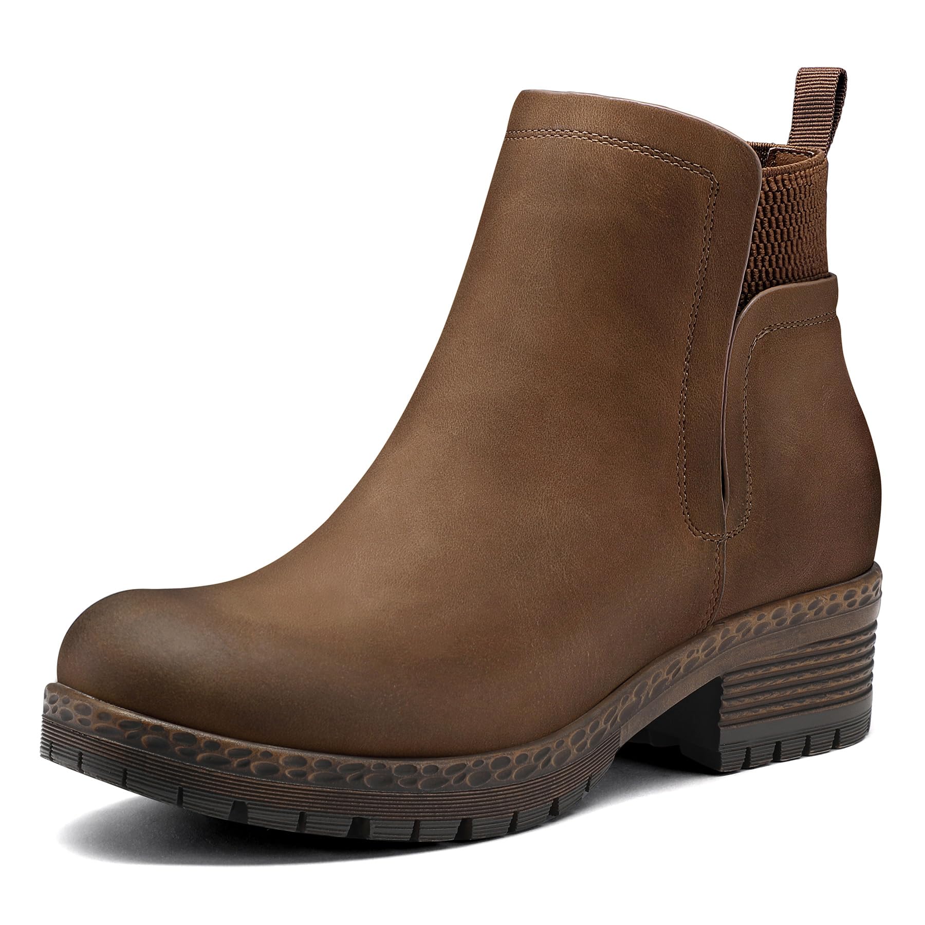 mysoft Women's Gore Lug Sole Chelsea Boots with Chunky Heel Platform