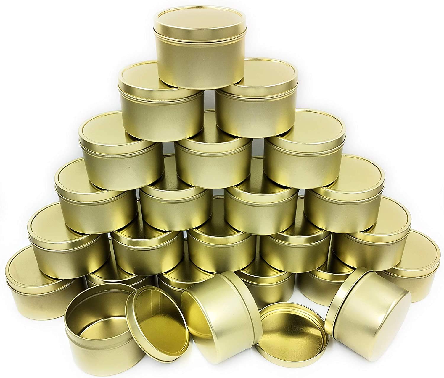 NRANSON Candle Jars with Lids for Making Candles Bulk, Candle Tin 24 Piece, 8 oz, for DIY Candle Making (Gold)