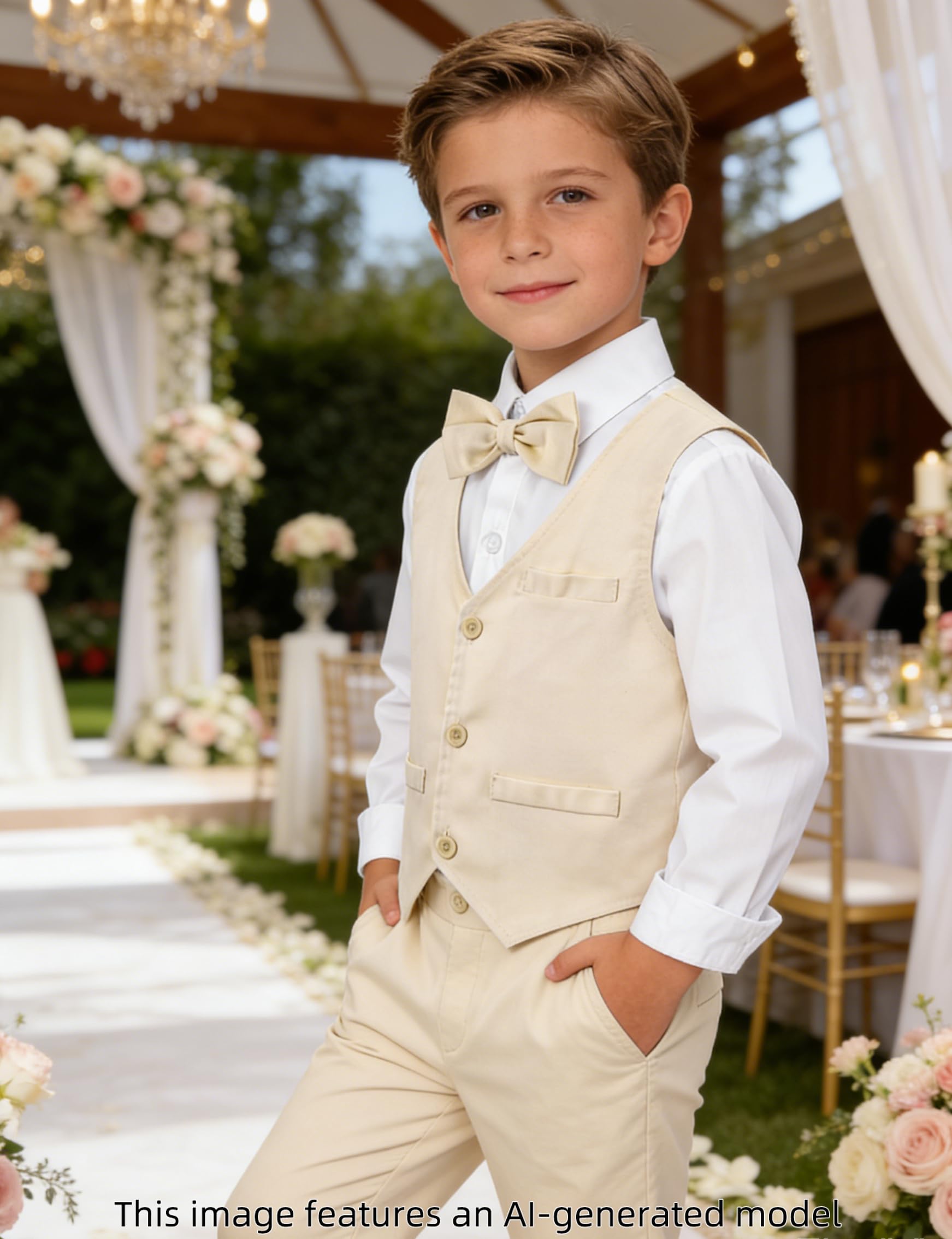 A&J DESIGN Toddler Suit Boys Robe de mariage pour bébé Vêtements formels pour enfants avec suspension