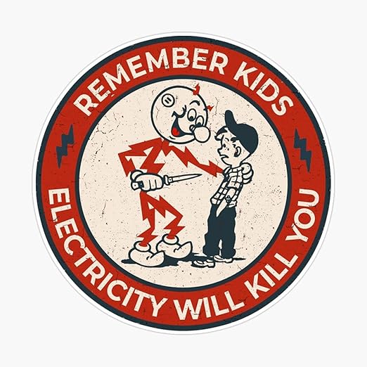 Remember Kids Electricity Will Kill You Sticker 3Pcs Reddy Kilowatt Sticker Warning Caution