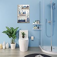 Vista 6 de BFKDKG Navy Blue Bathroom Decorative Wall Art Rustic Blue Bathroom Canvas Wall Decorative Please Sit In Your Own Logo Painting Painting Retro