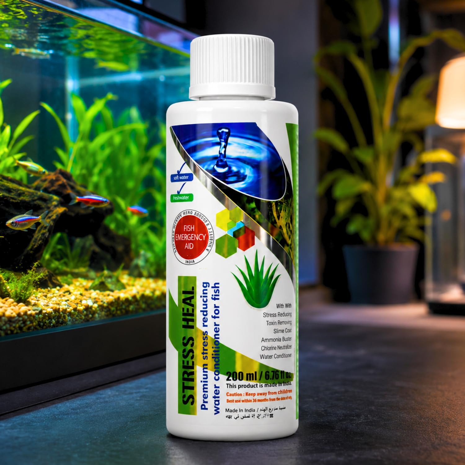 Aquatic Remedies Stress Heal 200ML Aquarium Water Conditioner to Remove Chlorine,Ammonia|with Aloe Vera to Enchance Water and Fish Colour|Use it After Evey Water Chge to Reduce The Mortality (200 ML)-image-31