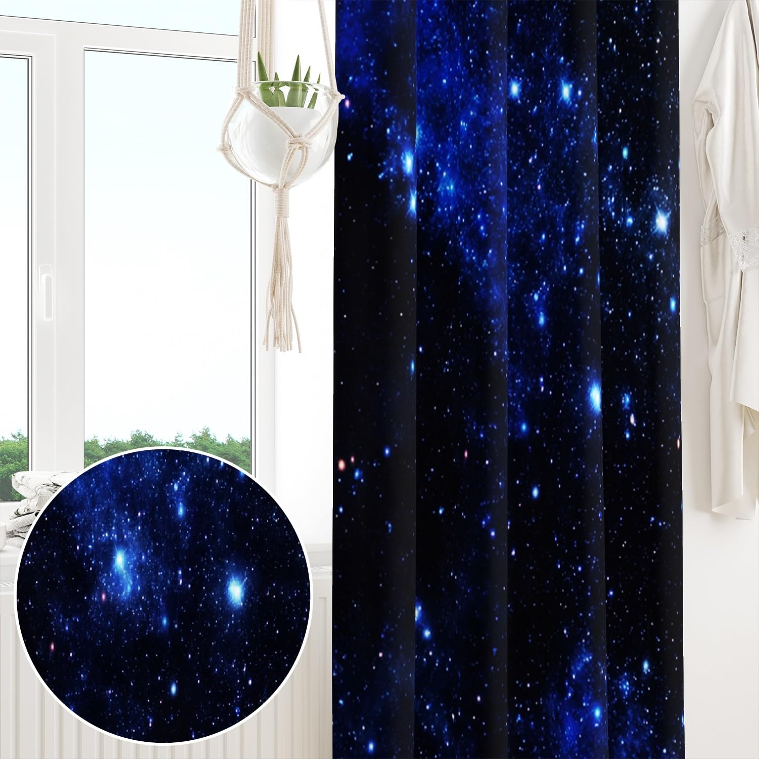 135x245cm Galaxy-Ösenvorhang für Kinderzimmer Universum Weltraum Sternenhimmel Fantasie Raumteiler Verdunkelungsvorhänge Fenstervorhänge für Jungen Mädchen Wohnzimmer,1-Einzelpaneel