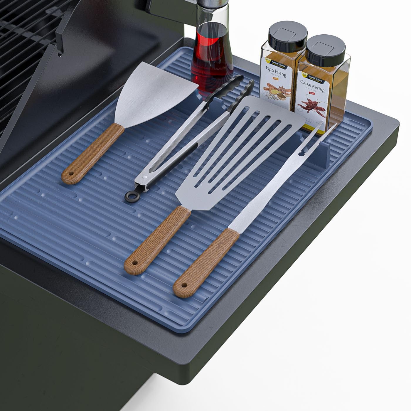 Accessorio per barbecue in silicone per barbecue laterale, accessorio per barbecue Napoleon, accessori per barbecue, supporto per utensili, tappetino per spatola, tappetino per cucina, piano di lavoro
