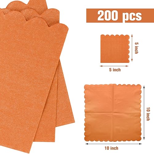 Miniatura 34 de Fuutreo 200 servilletas de cóctel de 2 capas con bordes festoneados plegadas de 5 x 5 pulgadas, desechables para cenas, bodas, fiestas de Verde