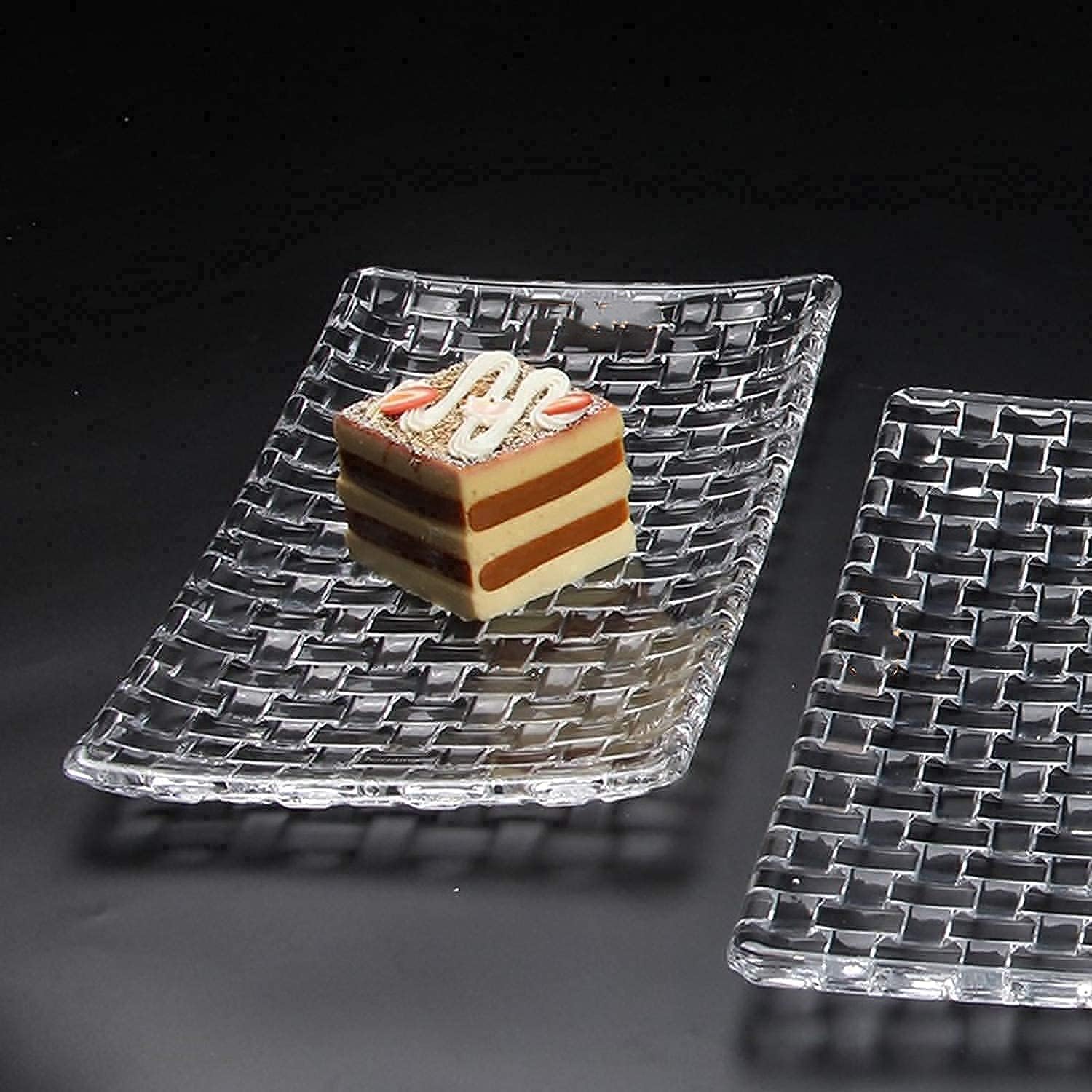 Beautiful Crystal Clear Square Shape Glass Tray Plate for Serving Dry Fruits, Fruits, Snacks, Sweets, Chocolates for Home Decoration, Living Room (Transparent)