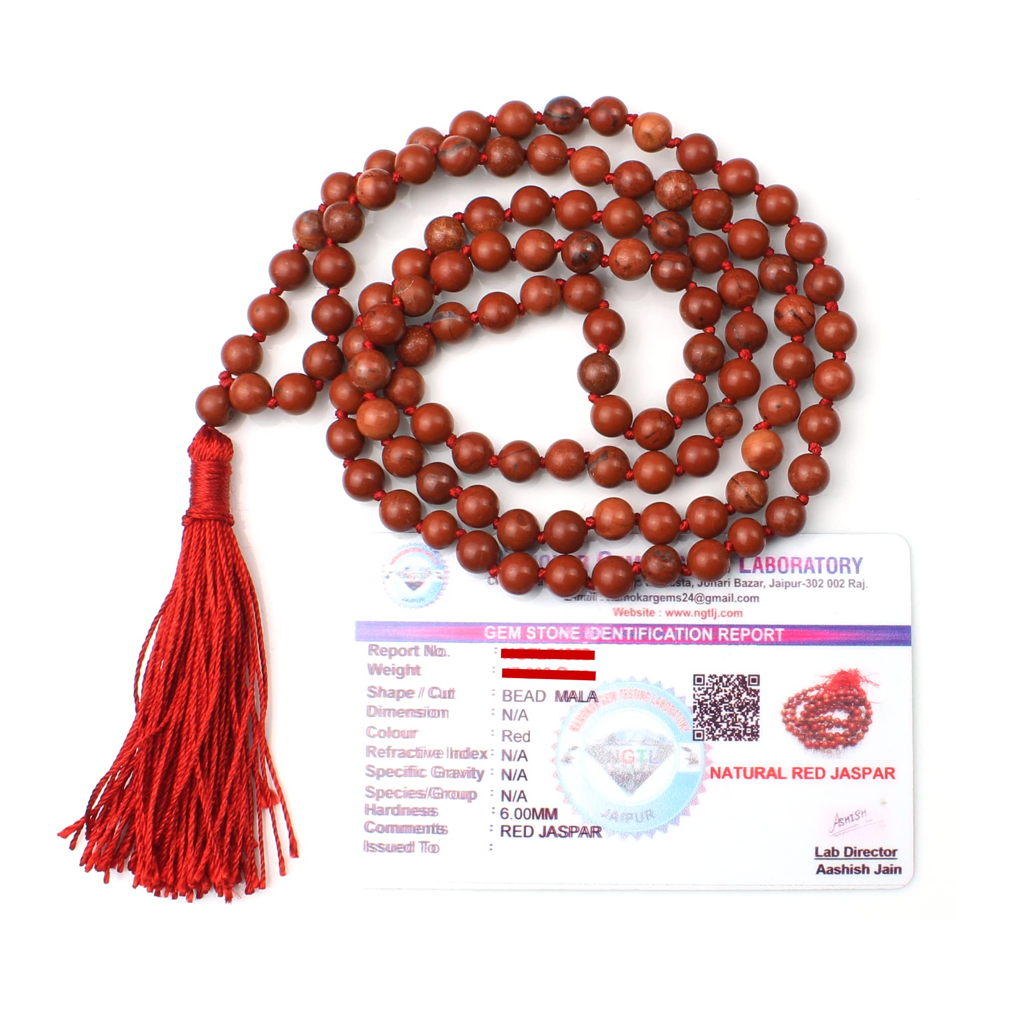 Remedywala Red Jasper Jap Mala – 108 Beads | 6mm Natural Stone Prayer Mala for Meditation & Pooja