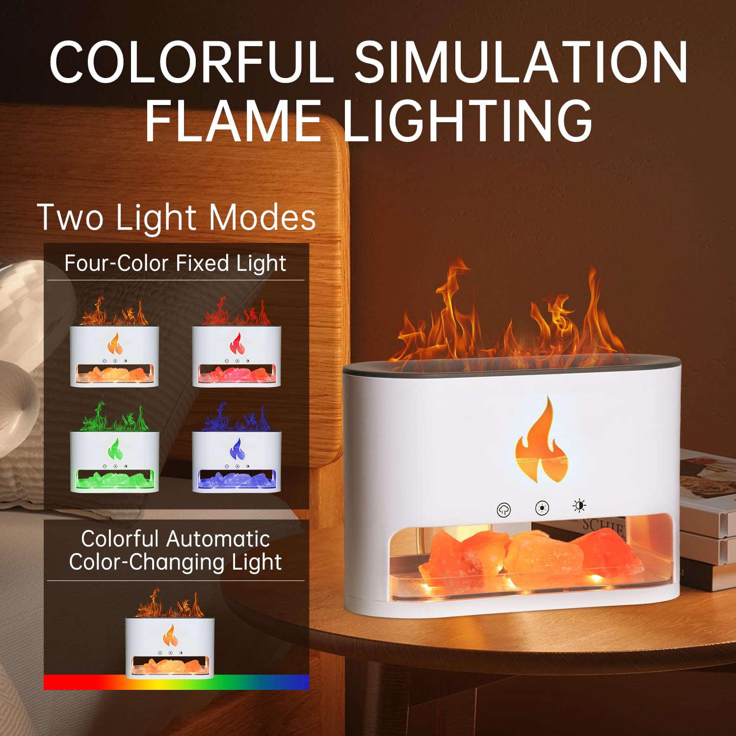 Diffuseur d'Huiles Essentielles avec Lampe Himalayenne, 250ml, Humidificateur d'air LED Multicolore, Aromathérapie