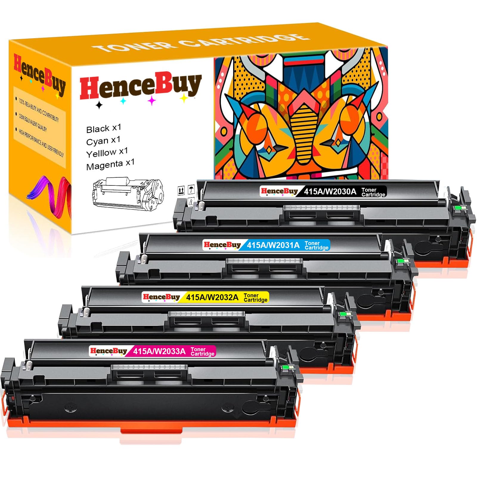 (Z Chip 415A Toner Cartridge do HP 415X Toner W2030A W2031A W2032A W2033A Kompatybilny z HP Color LaserJet Pro MFP M479fdw M479dw M479fdn M454dw M454 M454dn Czarny Wielobarwna