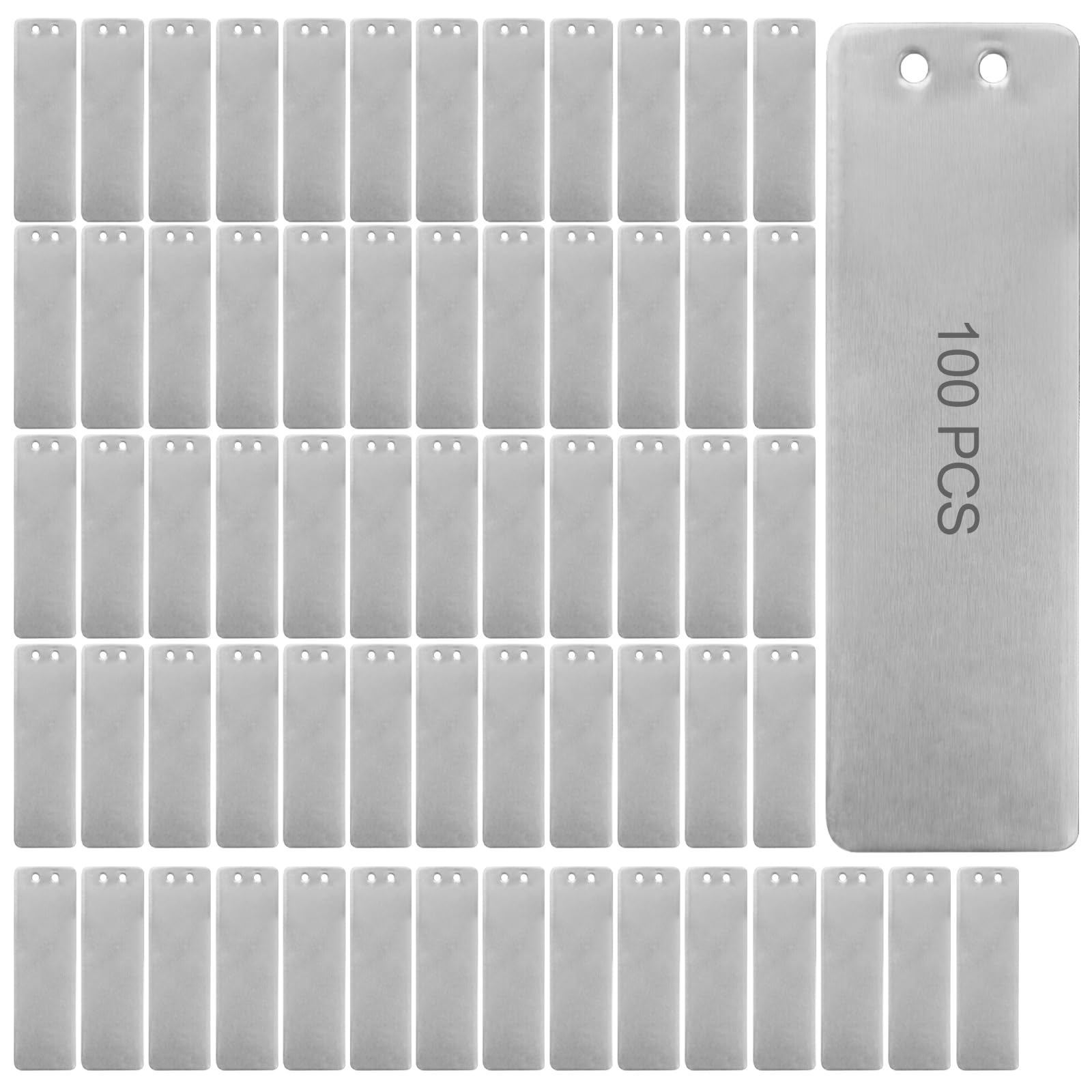 100 étiquettes de plantes en aluminium imperméables pour jardin extérieur, marqueurs métalliques pour plantes, résistants aux rayures, zone d’écriture recto verso, faciles à suspendre, 8,2 x 2,5 cm