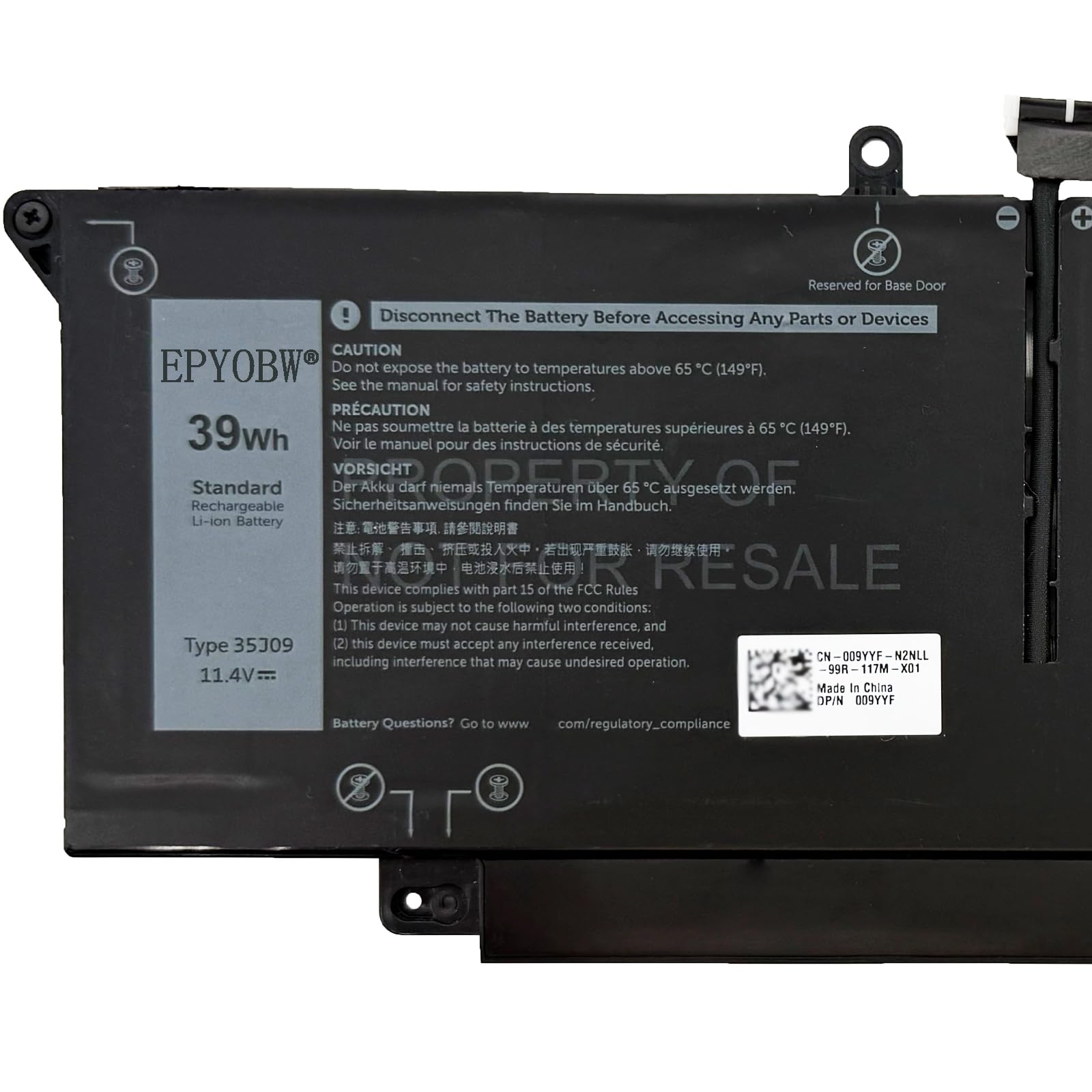 K KYUER JHT2H Laptop Batterij voor Dell Latitude 7310 P34S P34S001 Latitude 7410 Chromebook Enterprise Series 4V5X2 7CXN6 K36KR T3JWC 0WY9MP 04V5X2 HRGYV 0HRGYV 6500mAh Replacement Notebook Battery