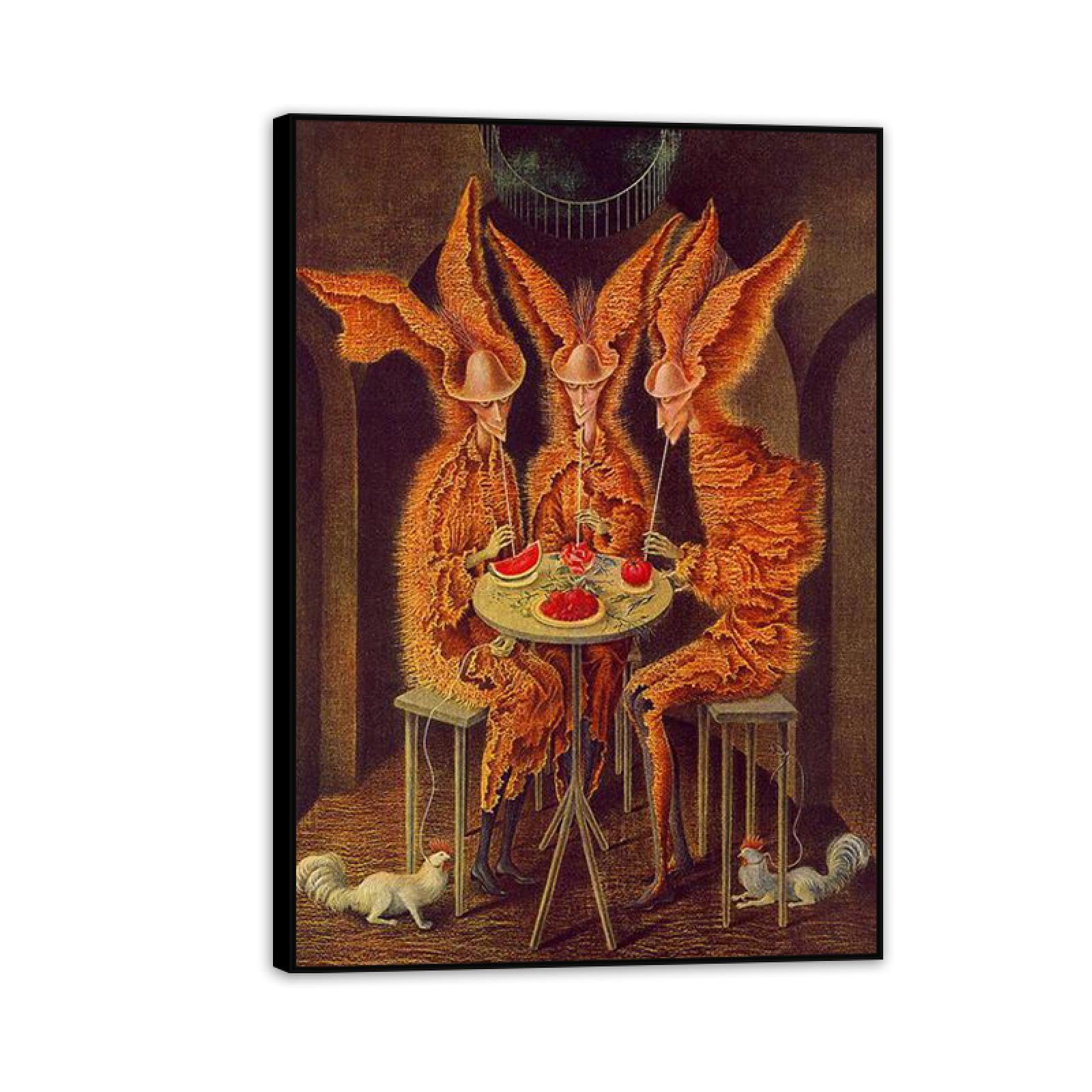 MYCGGDGH Remedios Varo Canvas Wall Art Reproductions of Famous Paintings Vegeta Vampires Surrealist Canvas Painting Wall Decor for Living Room Bedroom Home Decor 85x60cm(33x24in) Black Framed
