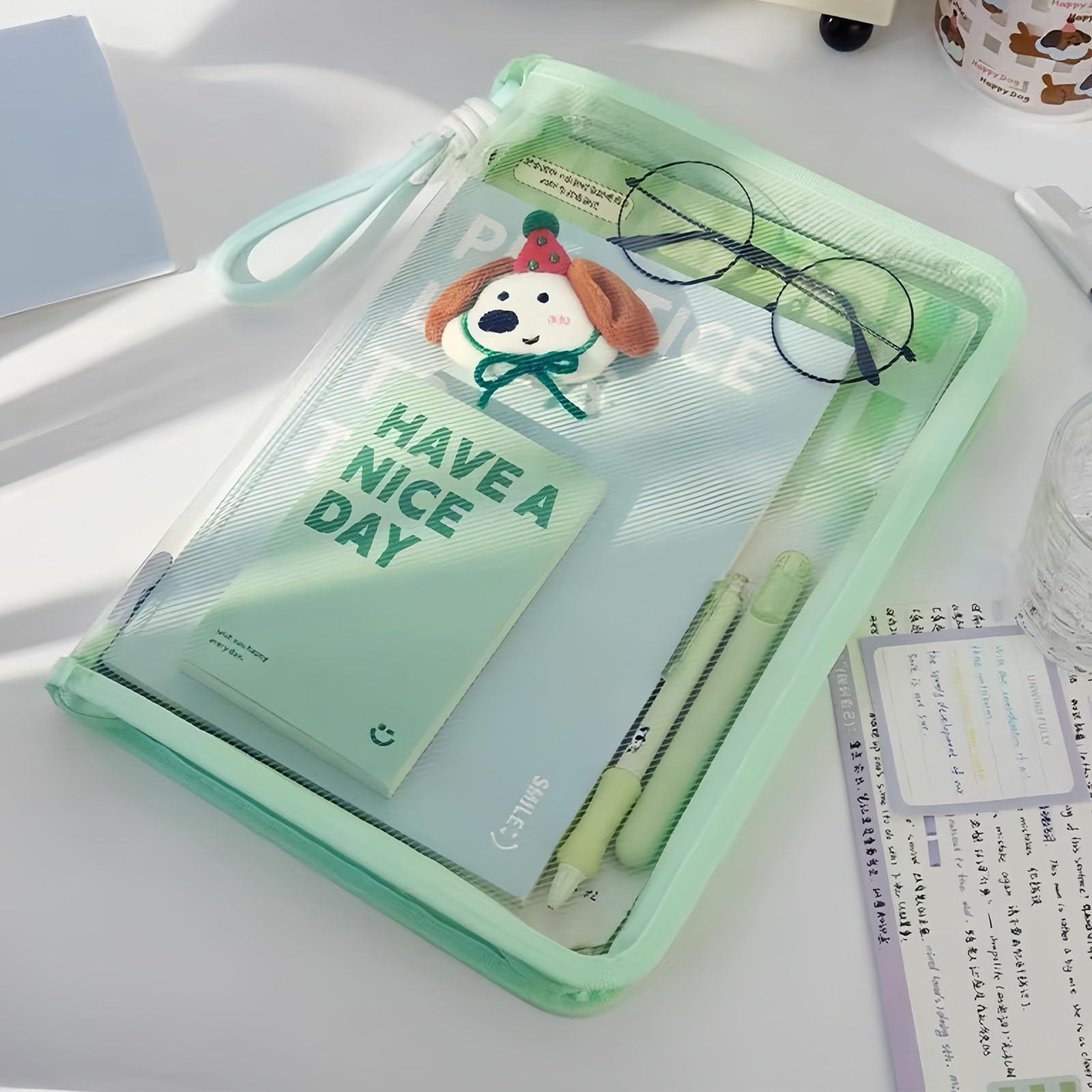 Funda para libros con cremallera, fundas transparentes A4 impermeables con carpeta, organizador de bolsas de libros para la escuela, aula, biblioteca, bolsillos, estudiantes, regalos para amantes de