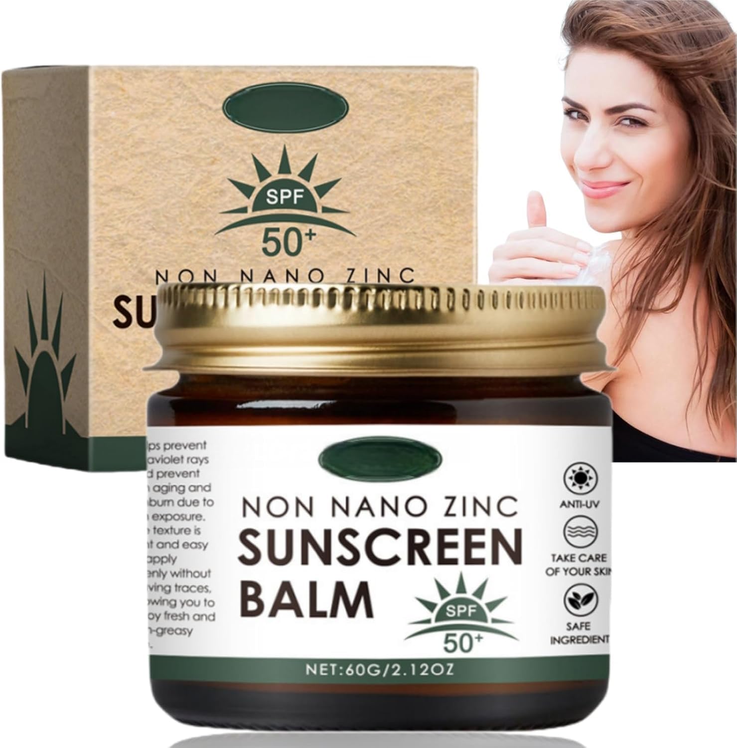 NALACAL Beef Tallow Sun Balm SPF50, High-Efficiency Natural Sunscreen with Organic Grass-Fed Tallow and Non-Nano Zinc – Moisturizing Suncream for Face and Body, Korean Sun Protection (1pc)