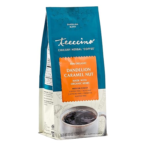 Teeccino Alternativa al café nuez de caramelo de diente de león desintoxicación deliciosamente con café de hierbas de diente de león que es