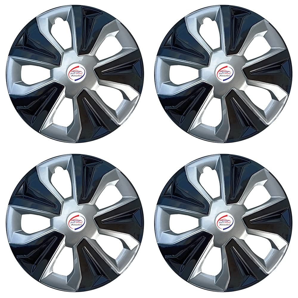 Auto Pearl - Premium 12" inch | Set of 4 Pcs | Press Type Hubcap Wheel Cover Replacements for OEM Steel Wheels ABS with Retention Ring | - for Alto 800 2016|(Color :- Black Silver) - Image 2 thumbnail