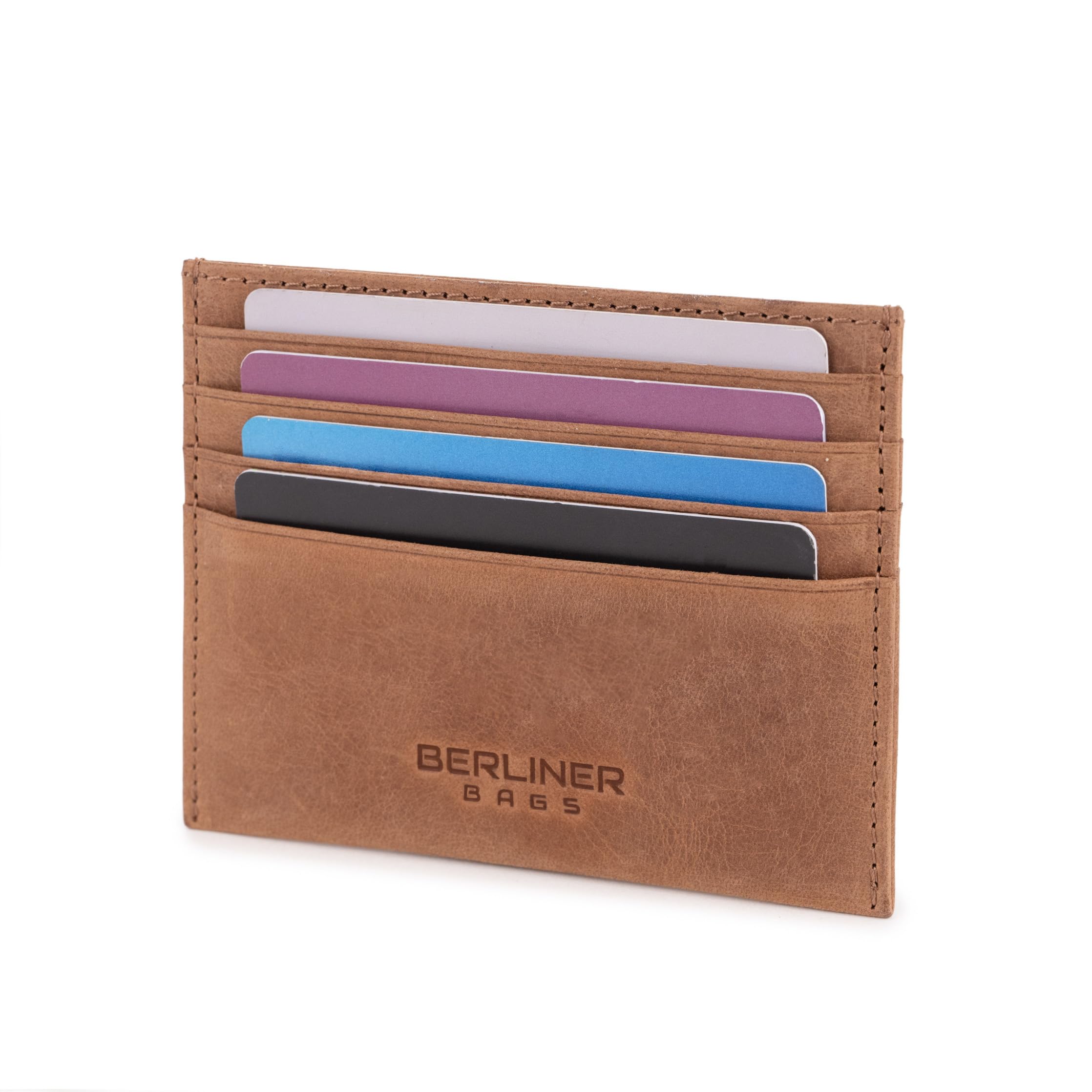 Berliner Bags Porte-Cartes en Cuir avec Protection RFID, Étui Mince et Élégant pour Cartes, Idéal pour Homme et Femme – Marron