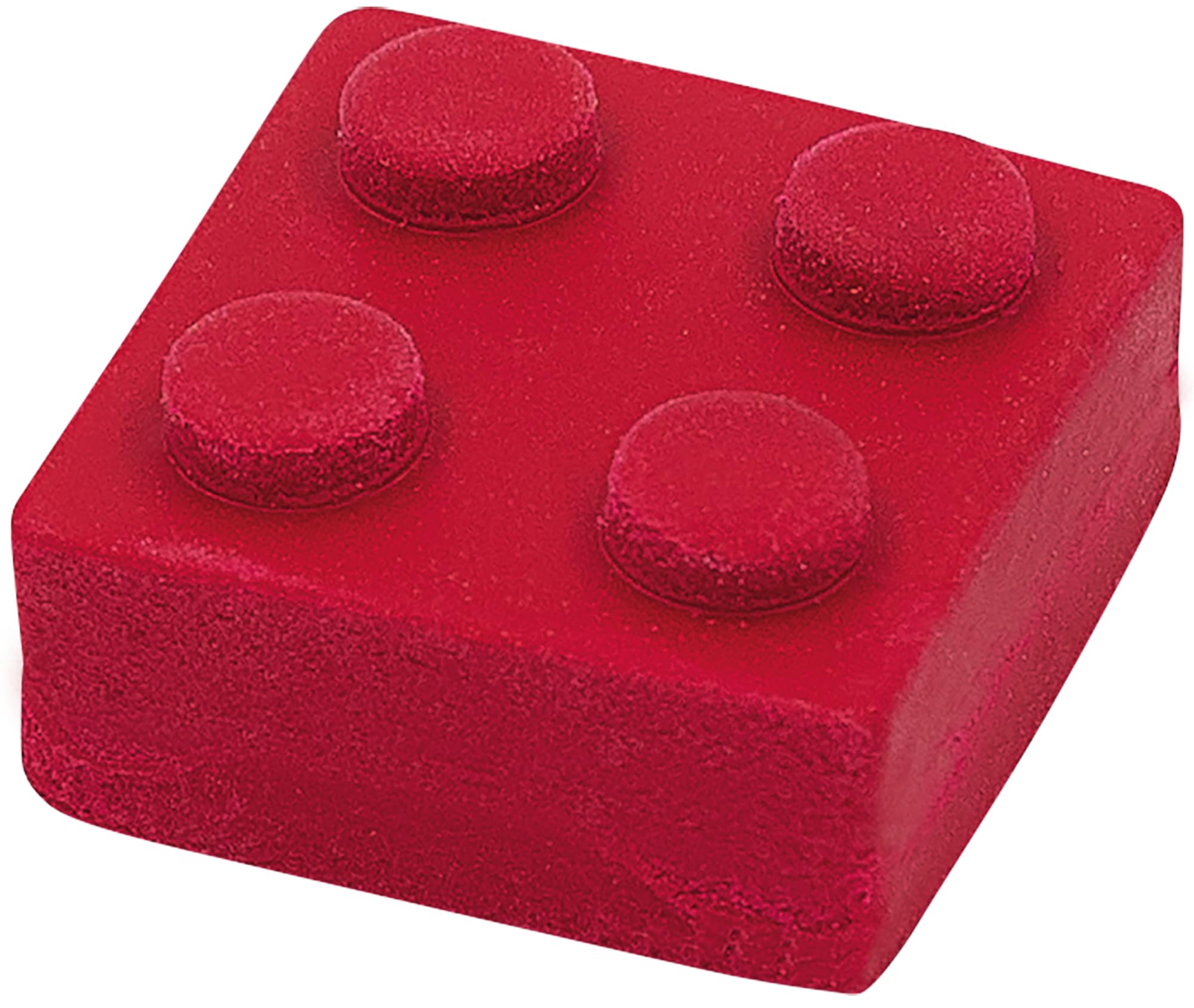WEDO Bricky - Set di 4 gomme da cancellare a forma di mattoncini (rosso, blu, giallo, verde), plastica, senza PVC, ftalati e lattice, circa 2,5 x 2,5 x 1,3 cm
