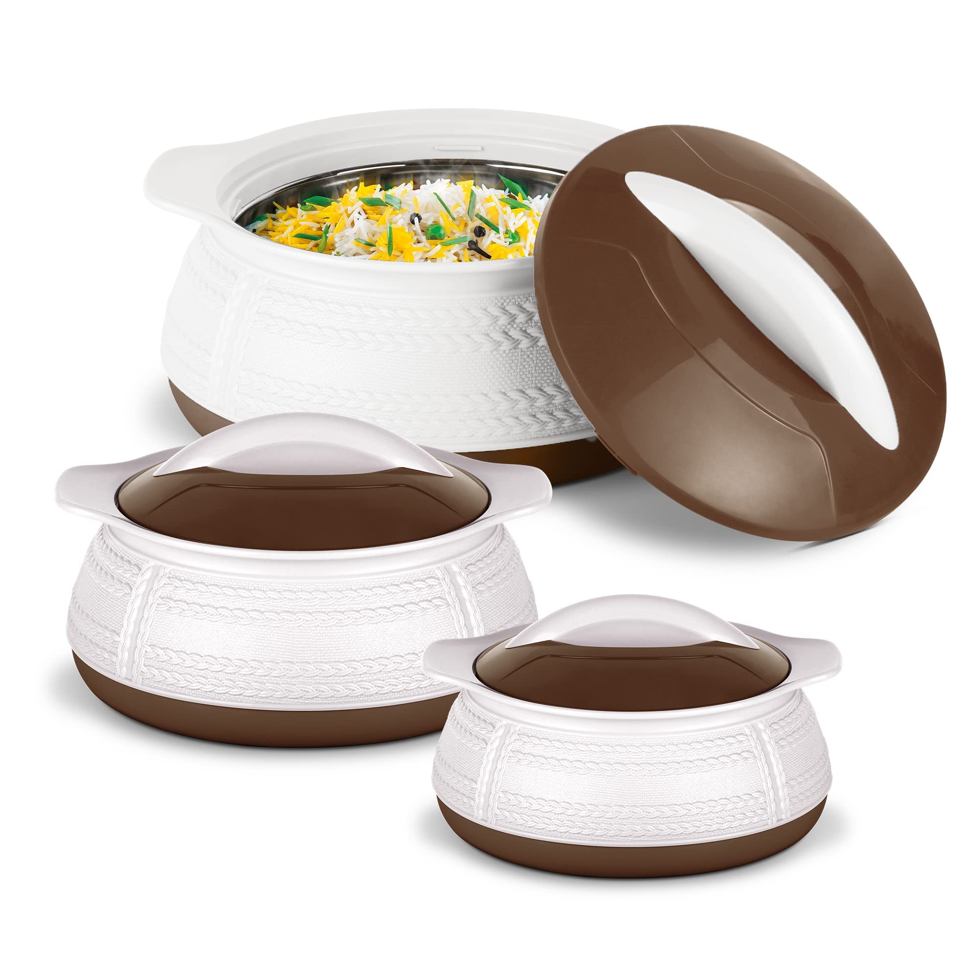 MILTON Adore Jr. Insulated Casserole, Set of 3, (410 ml, 740 ml, 1.25 litres), White | BPA Free | Food Grade | Hot & Cold (B09MKR2K28) Amazon Price History, Amazon Price Tracker