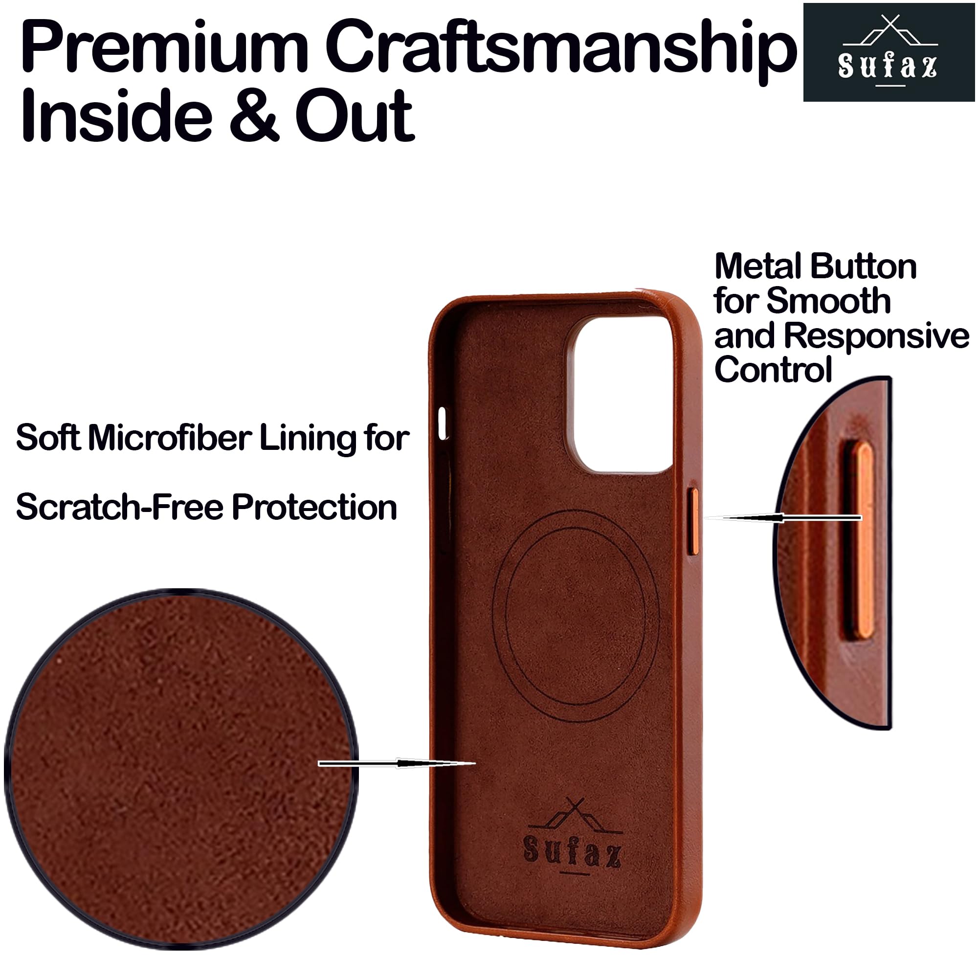 SUFAZ Leather Case for iPhone 14 Pro Max, MagSafe Compatible, Brown — photo 4