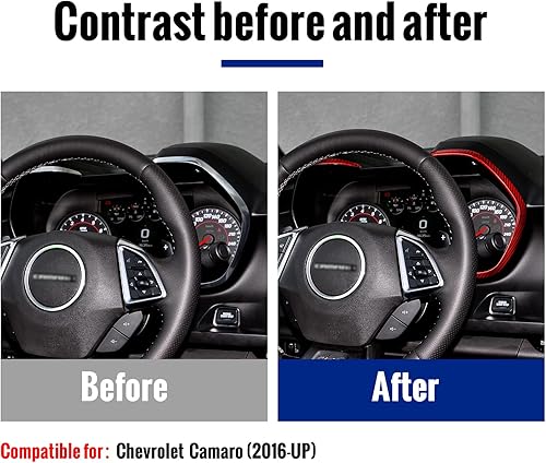 Miniatura 3 de AIRSPEED Para Camaro Velocímetro Marco Adhesivo Tablero Centro Tacómetro Fibra de Carbono Interior Accesorios Compatible con Chevrolet Camaro