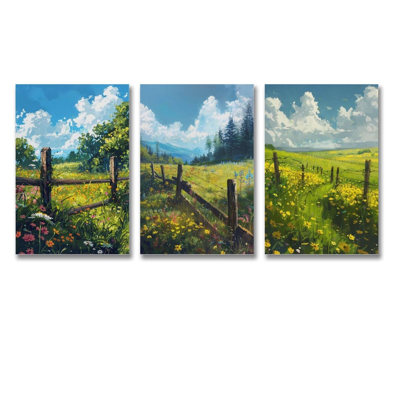 Amazon.co.jp: 3枚 静かな牧歌的な美しい風景 絵画 インテリア