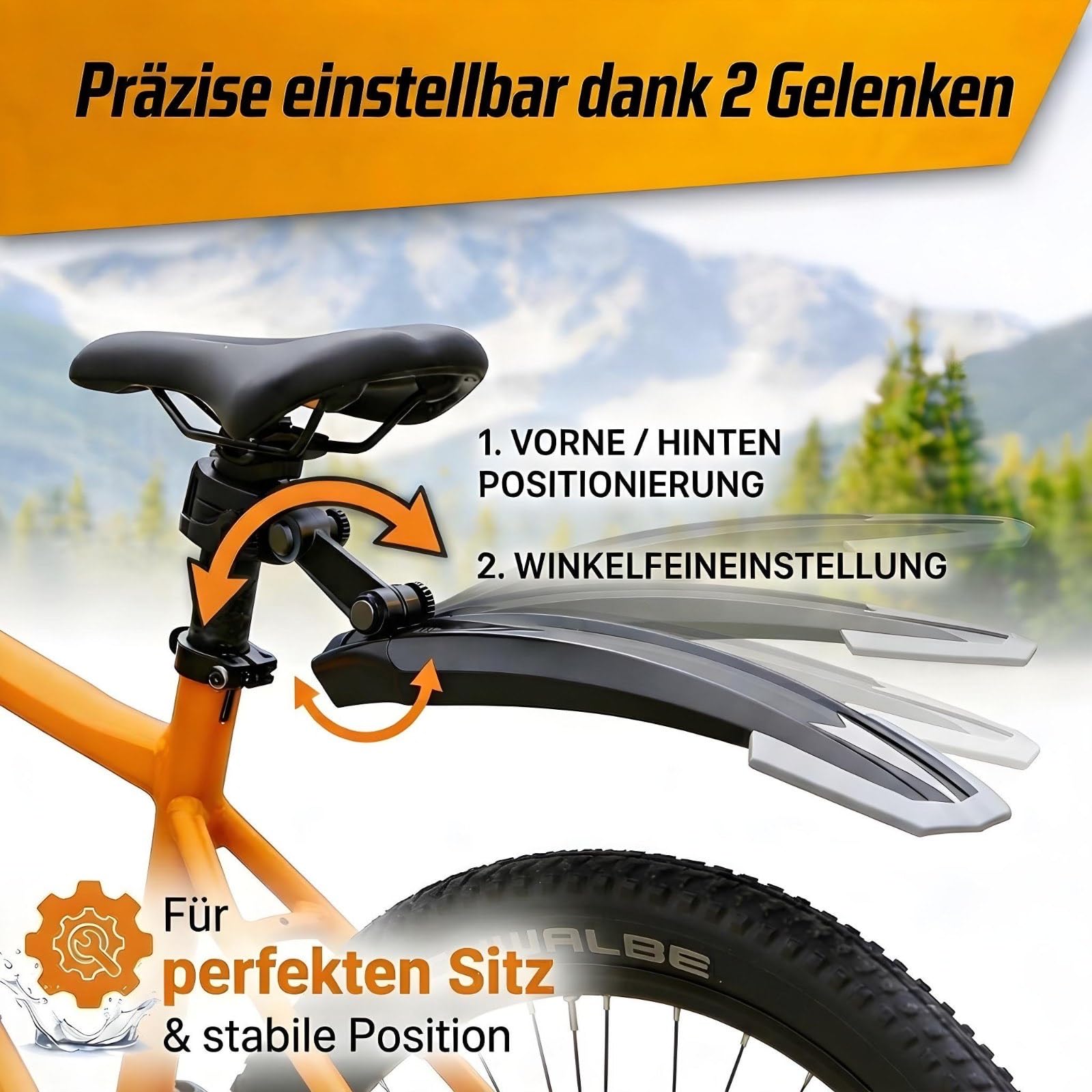 Parafango Mountain Bike 24-29 pollici | Parafango anteriore e posteriore | Parafango MTB con istruzioni e accessori | Parafango MTB sviluppato per l'uso quotidiano, tour e avventure