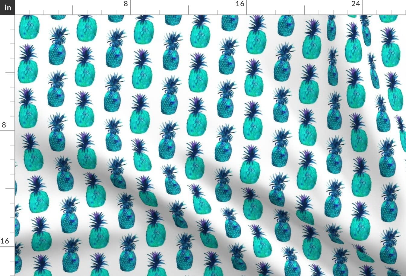 Spoonflower Fabric - Watercolor Turquoise Blue Pineapples Pineapple Tropical Printed on Upholstery Velvet Fabric Fat Quarter - Upholstery Home Decor Bottomweight Apparel