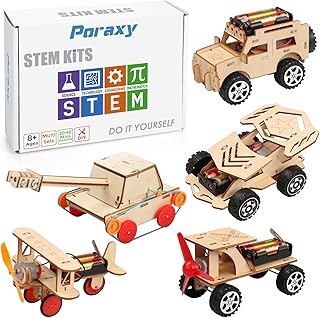 5 in 1 STEM Kits, STEM Projects for Kids Ages 8-12, Wooden Model Car Kits, Gifts for Boys 8-12, 3D Puzzles, Science Educational Crafts Building Kit, Toys for 8 9 10 11 12 13 Year Old Boys and Girls