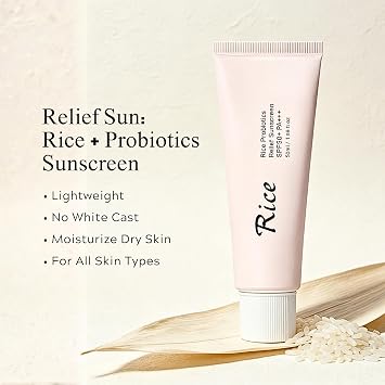 Rice Sunscreen SPF 50+ Face, Sun Rice + Probiotics Suncream Factor 50, 50ml