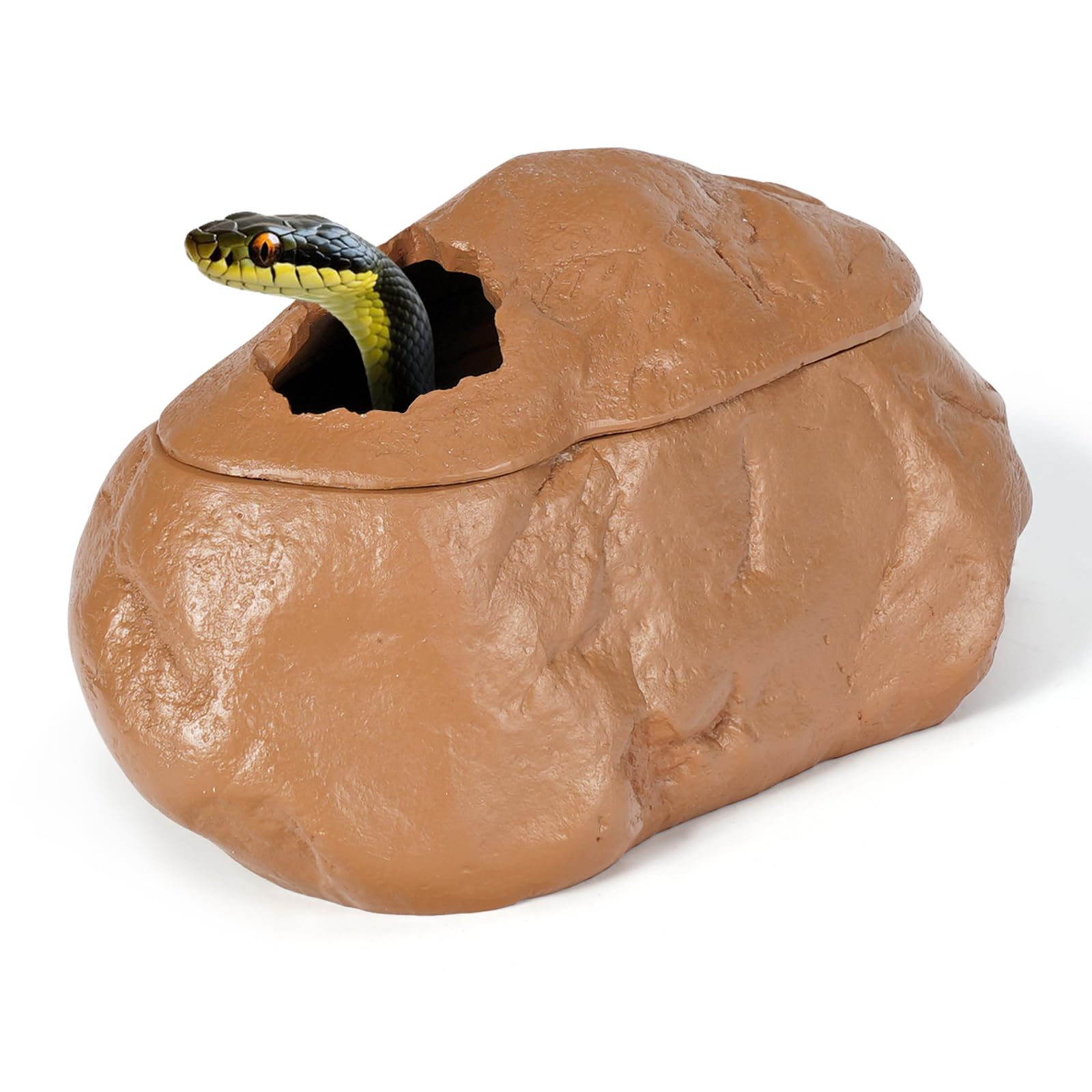 Snake Hide Cave for Gecko Shedding, Natural Rock Look Hideout, Reptiles Egg-Laying Shelters, Suitable for Ball Python,Corn Snake, Green Snake and Gecko, L Size