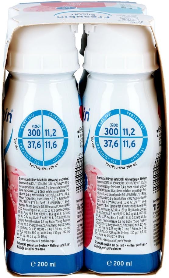 Fresenius Kabi Fresubin Energy Drink Strawberry Drink bottle, 4 x 200 ml individual pack, pink, 200 ml (Pack of 4) - Image 3