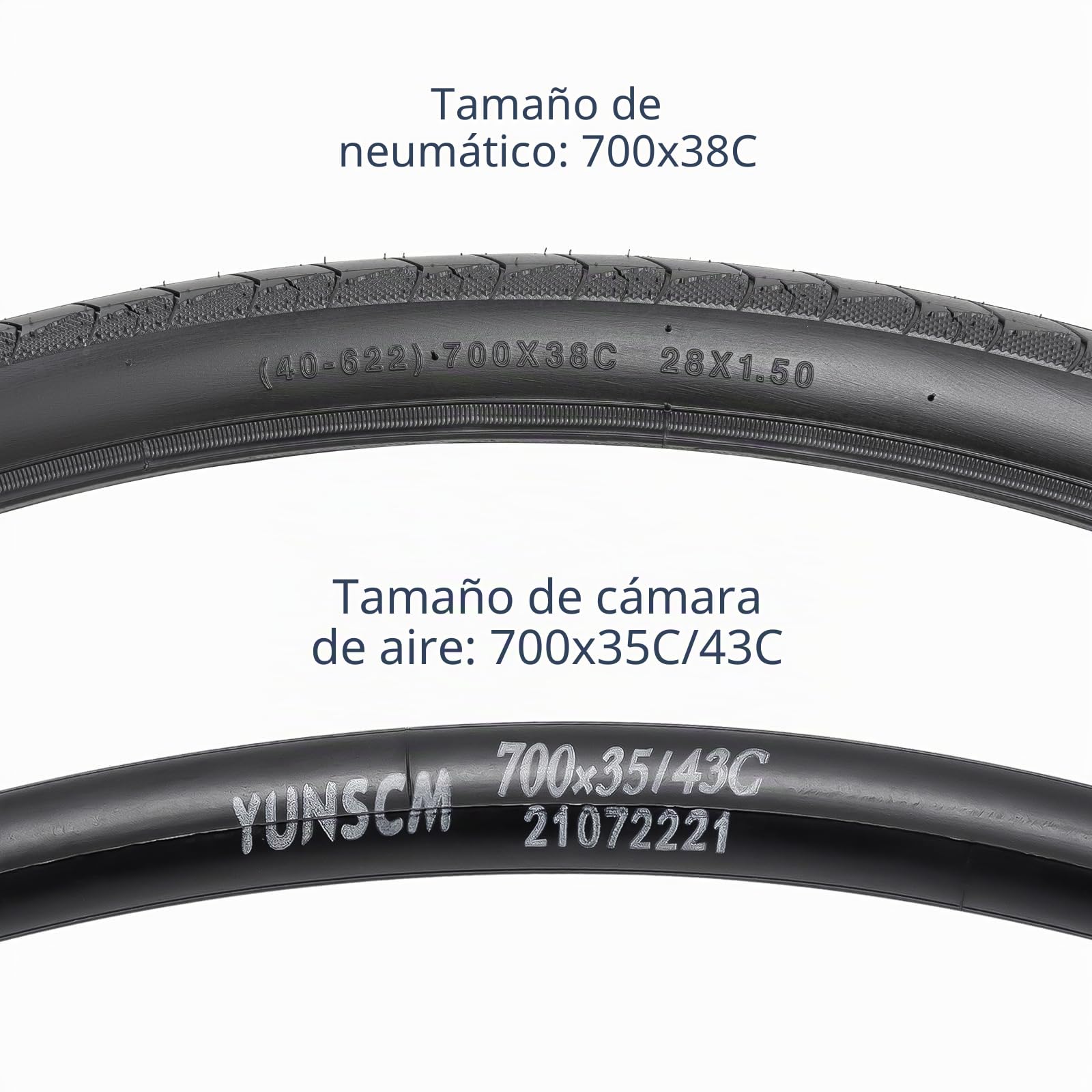 YunSCM Juego de 2 neumáticos plegables para bicicleta de 28 pulgadas, 28 x 1,50, 700 x 38 C, abrigo 40 – 622 y 2 unidades 700 C, cámara AV48 mm, válvula compatible con bicicleta 700 x 38 C 38-622 700