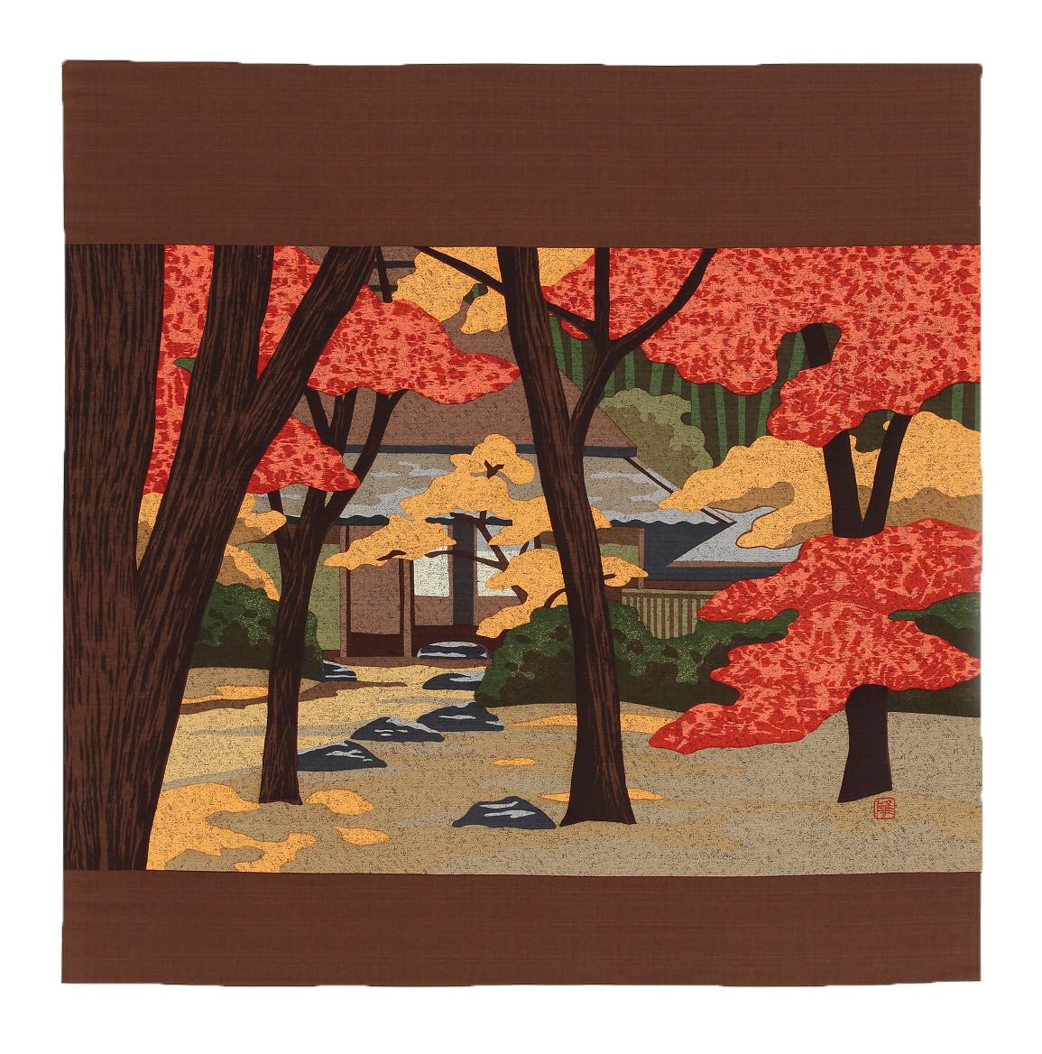 Furoshiki Tissu en coton traditionnel japonais 105 cm Paysage de Kyoto Temple oriental Tō-ji Peinture Art Décoration Fait à la main (Temple de Giou-ji)