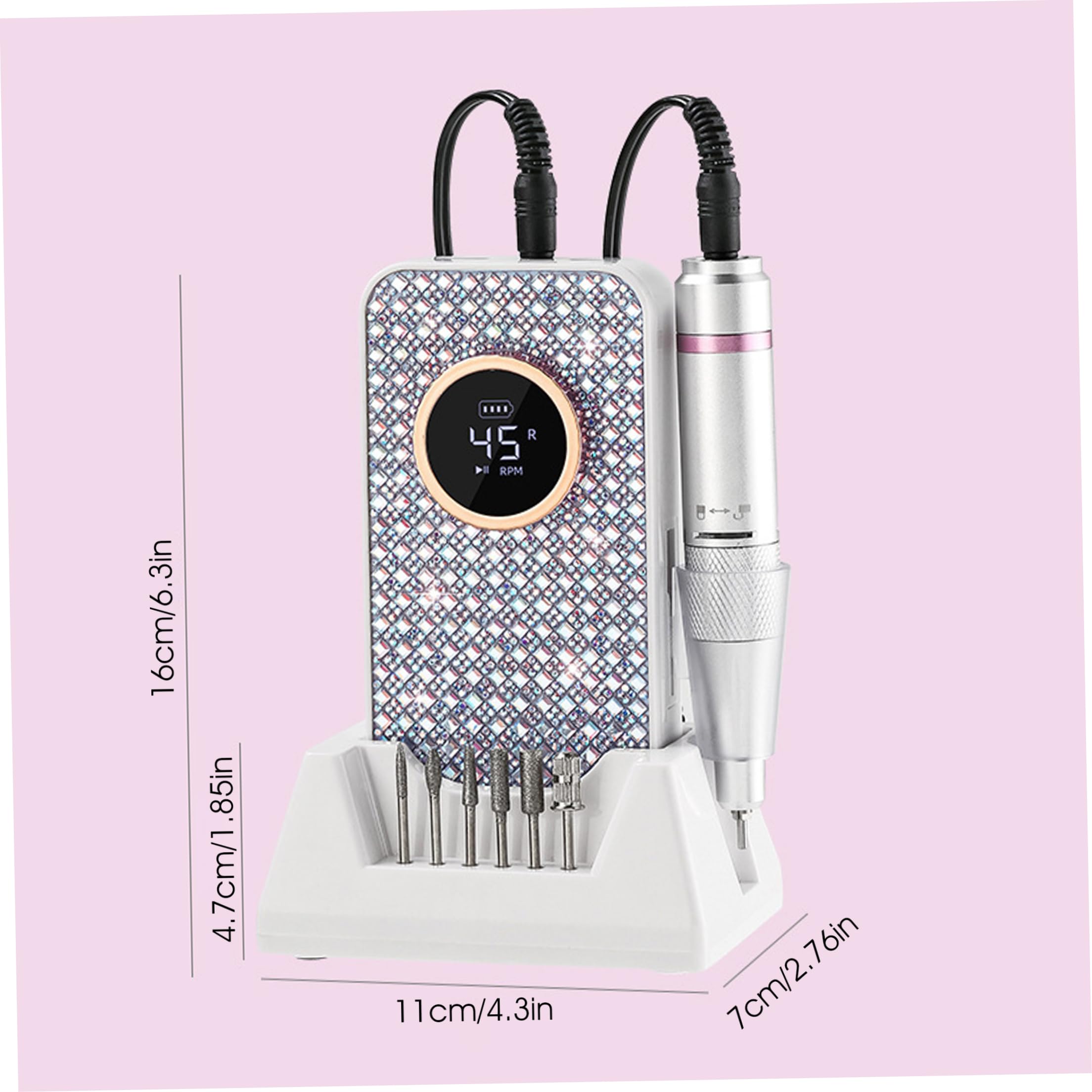 Nagelfräser-Set, professionelle elektrische Schleifmaschine, Silber