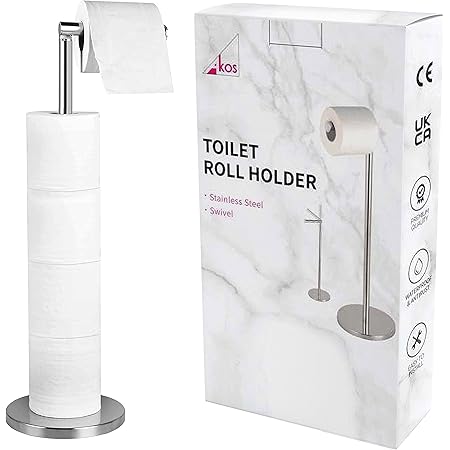 Stainless Steel Free-Standing Toilet Roll Holder Stand - Digital Zakka