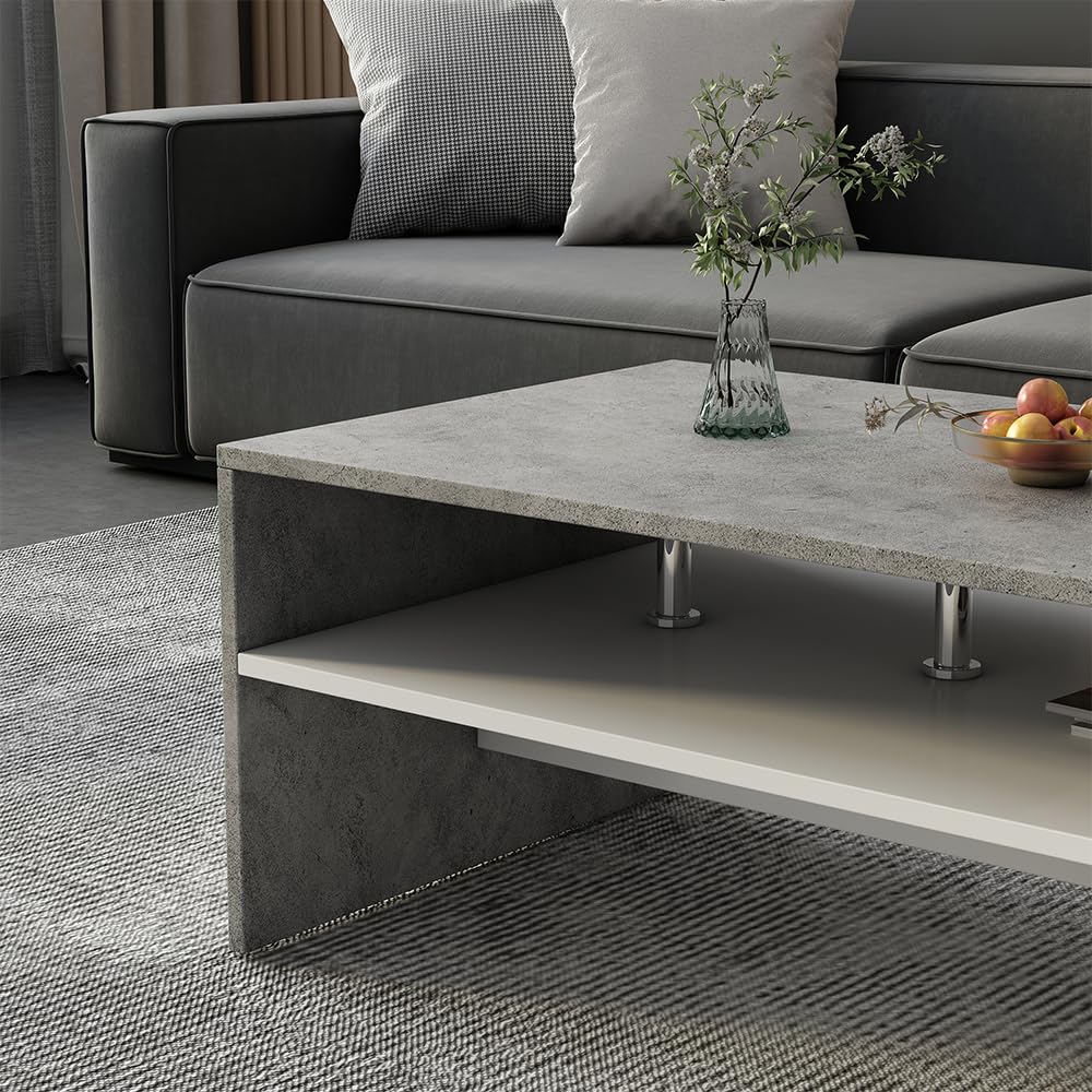 Vicco Tavolino da salotto Mike, Calcestruzzo, 90 x 60 cm