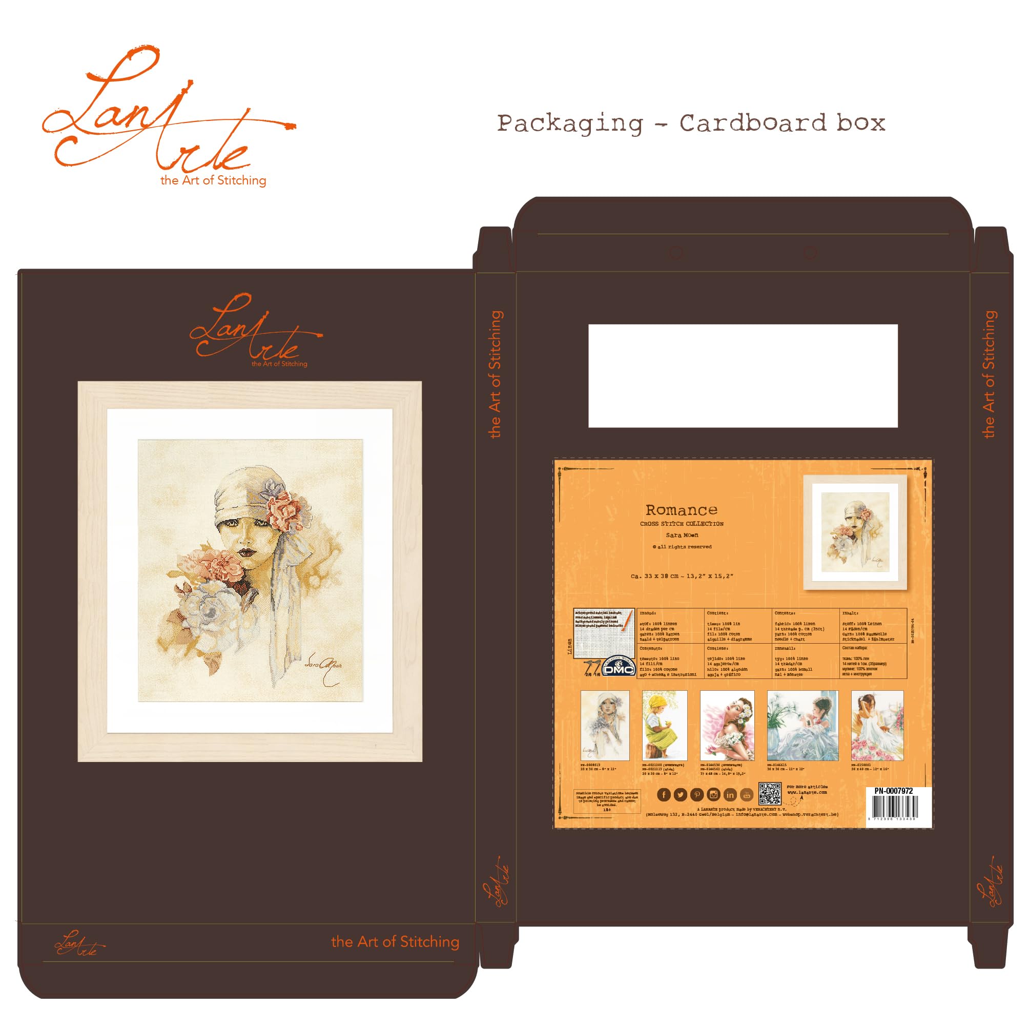 Kit broderie point de croix - Sara Moon romantique - Lanarte