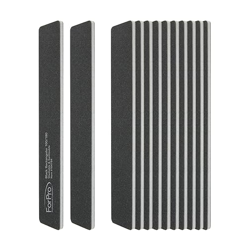 Miniatura 3 de ForPro Professional Collection Tableros rectangulares de espuma, negro, grano 100180, limas de uñas de manicura y pedicura de doble cara, 7 pulgadas