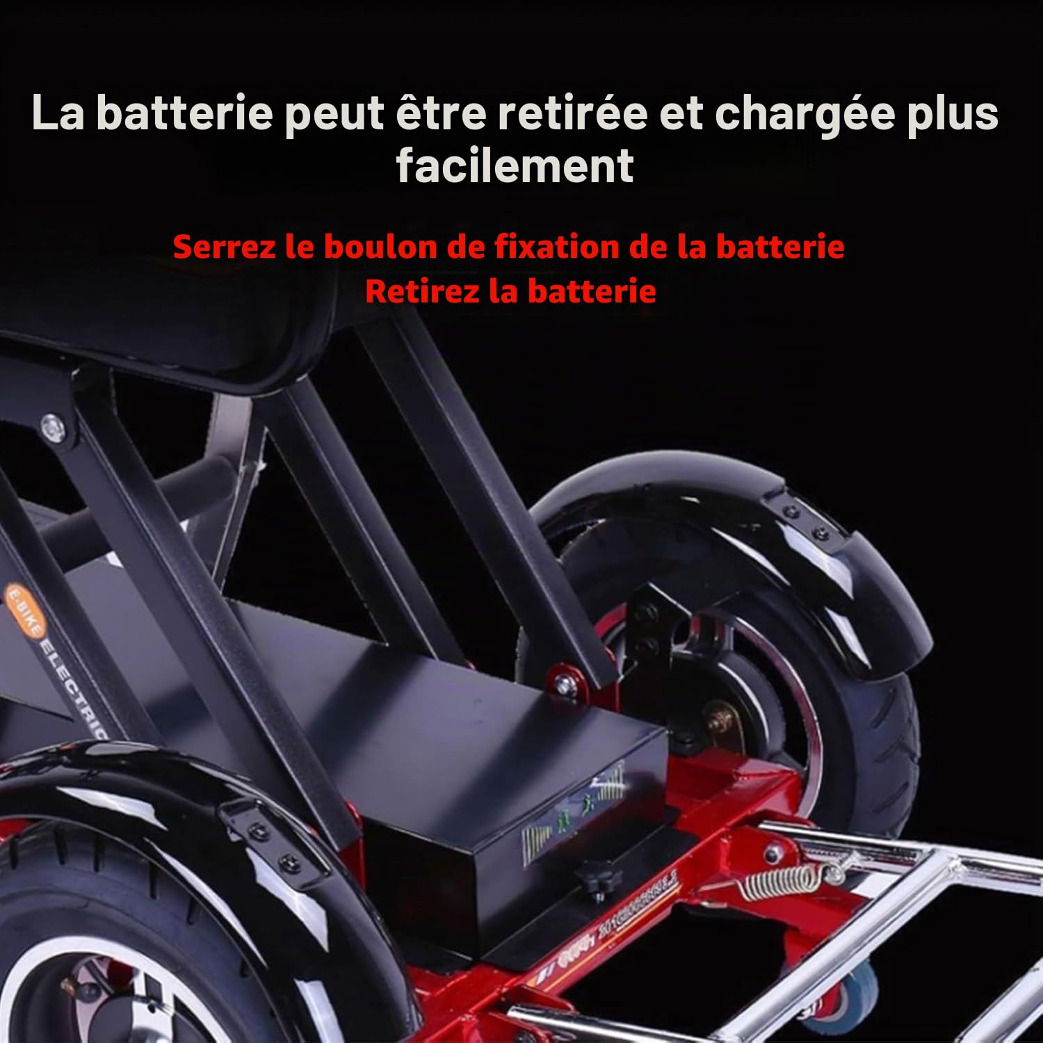 Mobilité éLectronique 3 Roues, Scooter de Mobilité éLectrique Pliable, UltraléGer, Compact, Longue PortéE, Avec Batterie Amovible Une Charge Maximale de 160 Kg