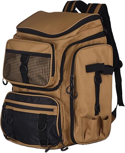 SOUUXIU Angelrucksack Wasserdichter leicht Angelzubehör Rucksack mit Rutenhalter