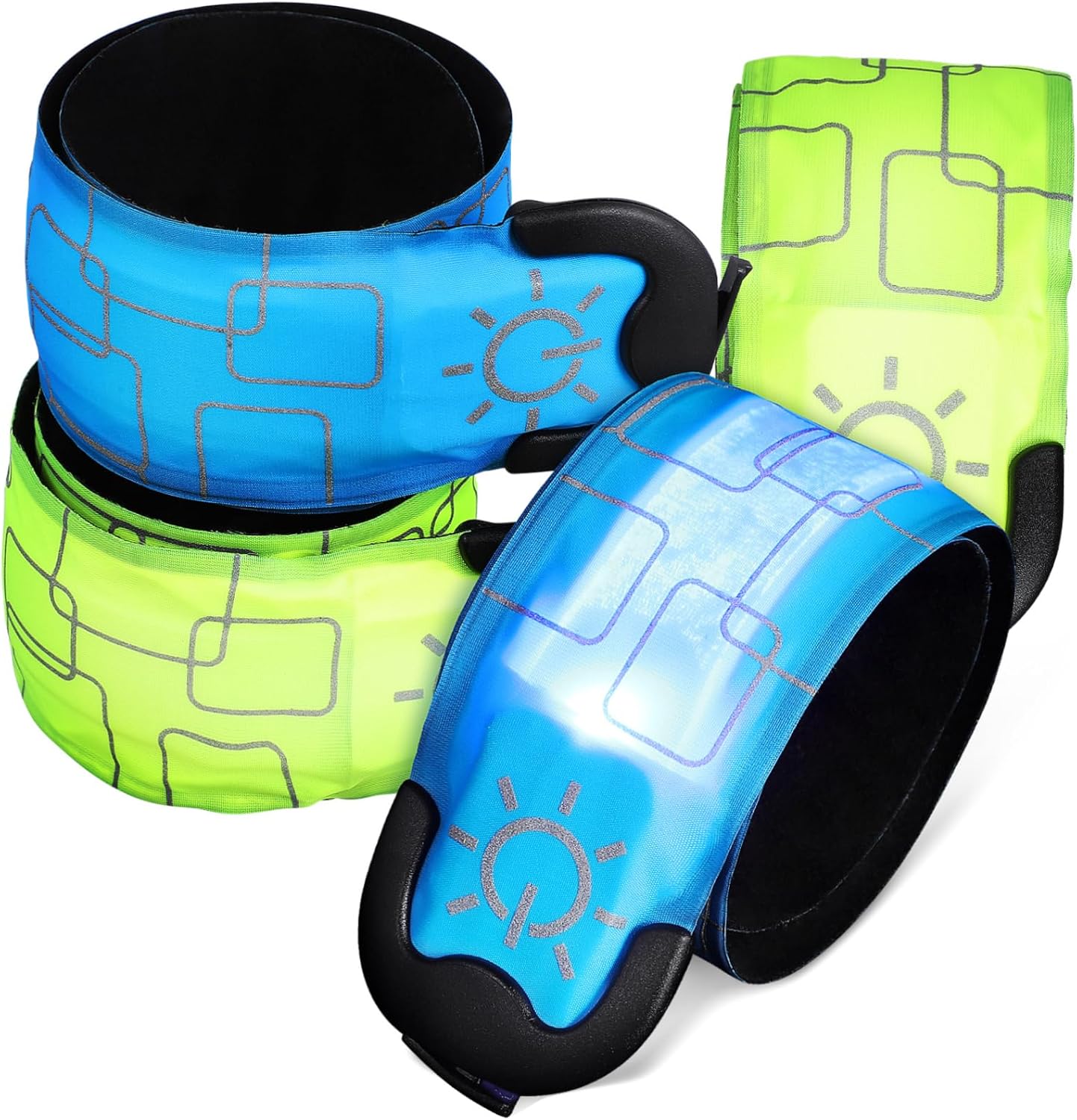 BESPORTBLE 4pcs Rechargeable Led Armbands Reflective Slap Wristbands for Running Cycling Jogging Lighting Modes USB Rechargeable