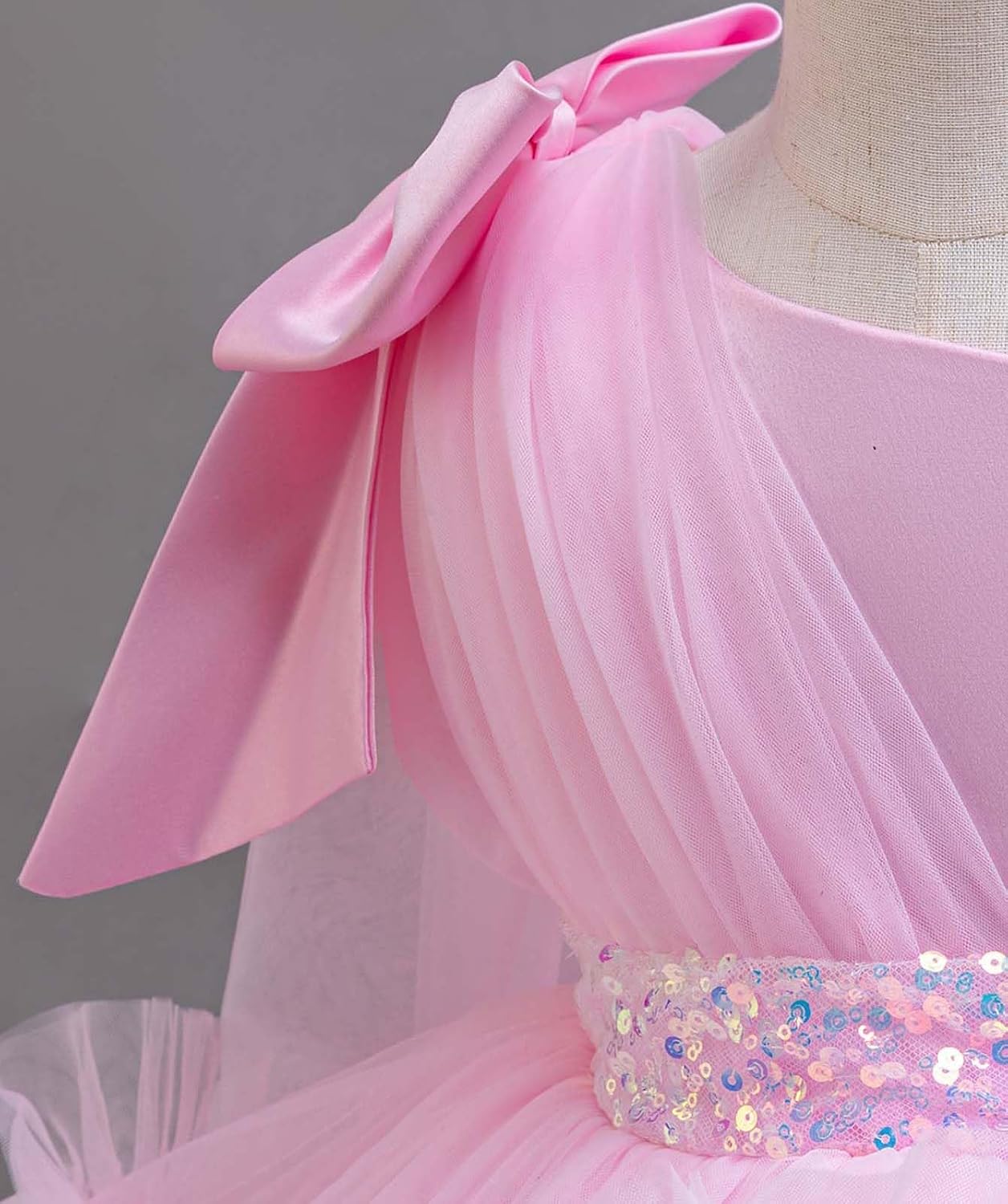 Lamgool Toddler Baby Girls Pageant Formal Dress Ruffle Tulle Elegant Bow Tutu Princess Ball Gown for Birthday Prom Party - Image 8