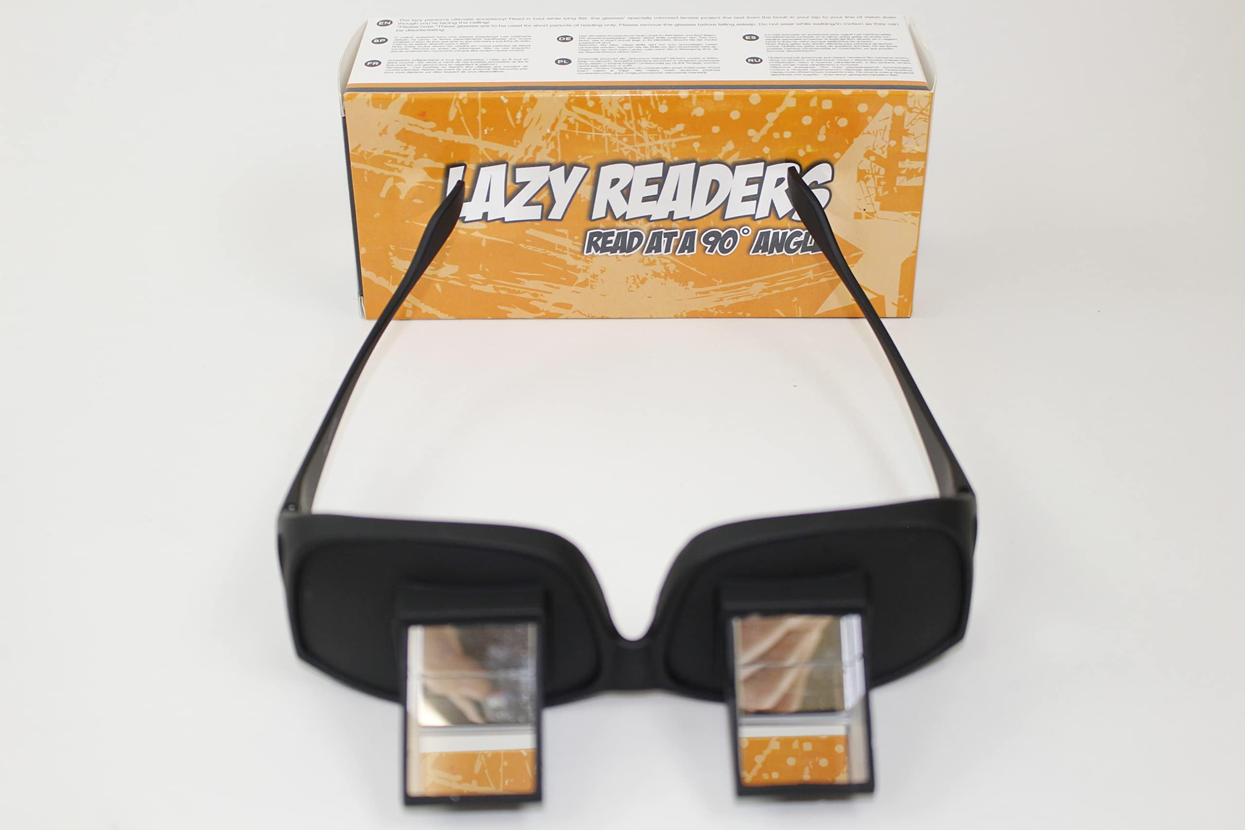 Prism Glasses Lazy Readers Glasses Horizontal Spectacles Laying Down Flat Bed for Read/Watch TV Book Phone ipad Tablet, Black, Gift for Parents Friends Children WPYST(1 Pack)